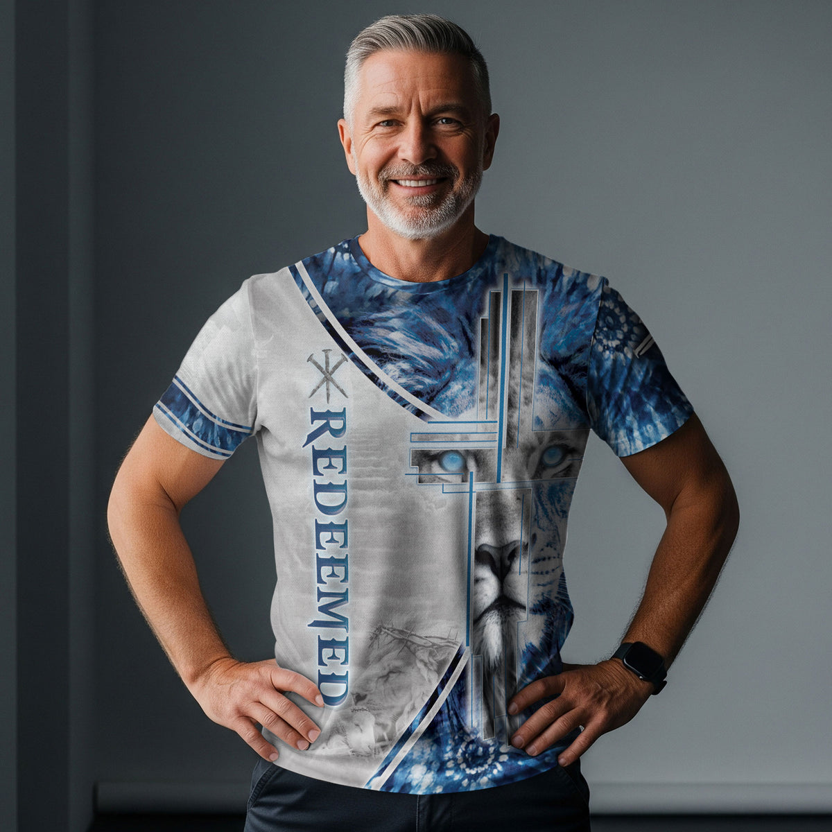 Christian Tee Shirts for Men - Eyed Lion Of Judah Redeemed, RustField Co Freedom Shirts - Rust Field Wear