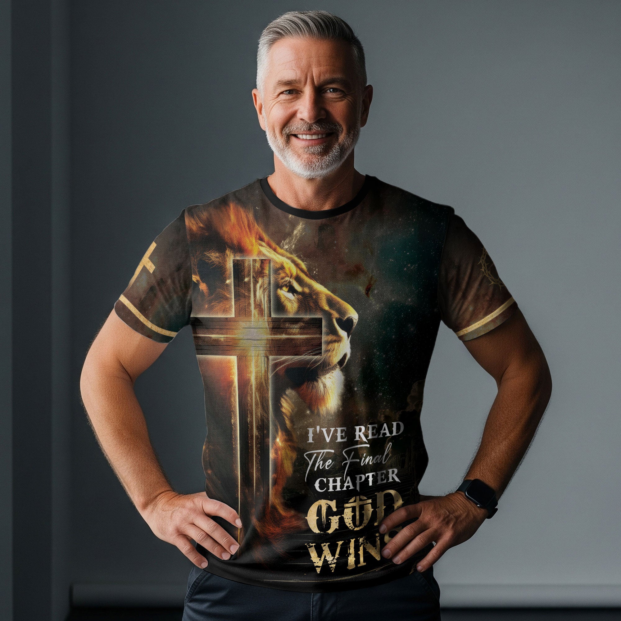 I've Read The Final Chapter God Wins Lion Faith Cross - Christian Tee Shirts for Men, Freedom Shirts, RustField Co - Rust Field Wear