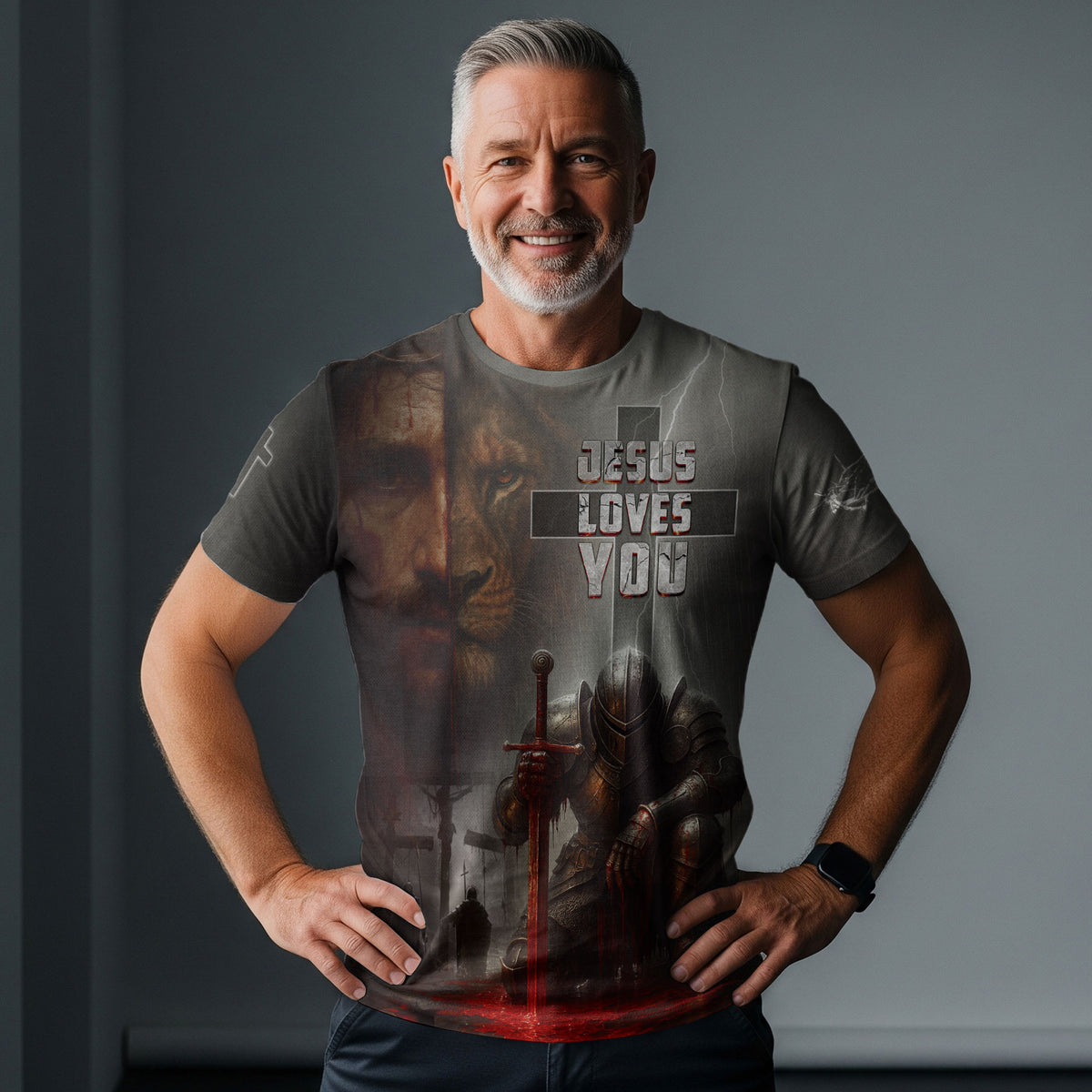 RustField Co Freedom Shirts - Jesus Loves You Dark Glory Lion, Christian Tee Shirts for Men - Rust Field Wear