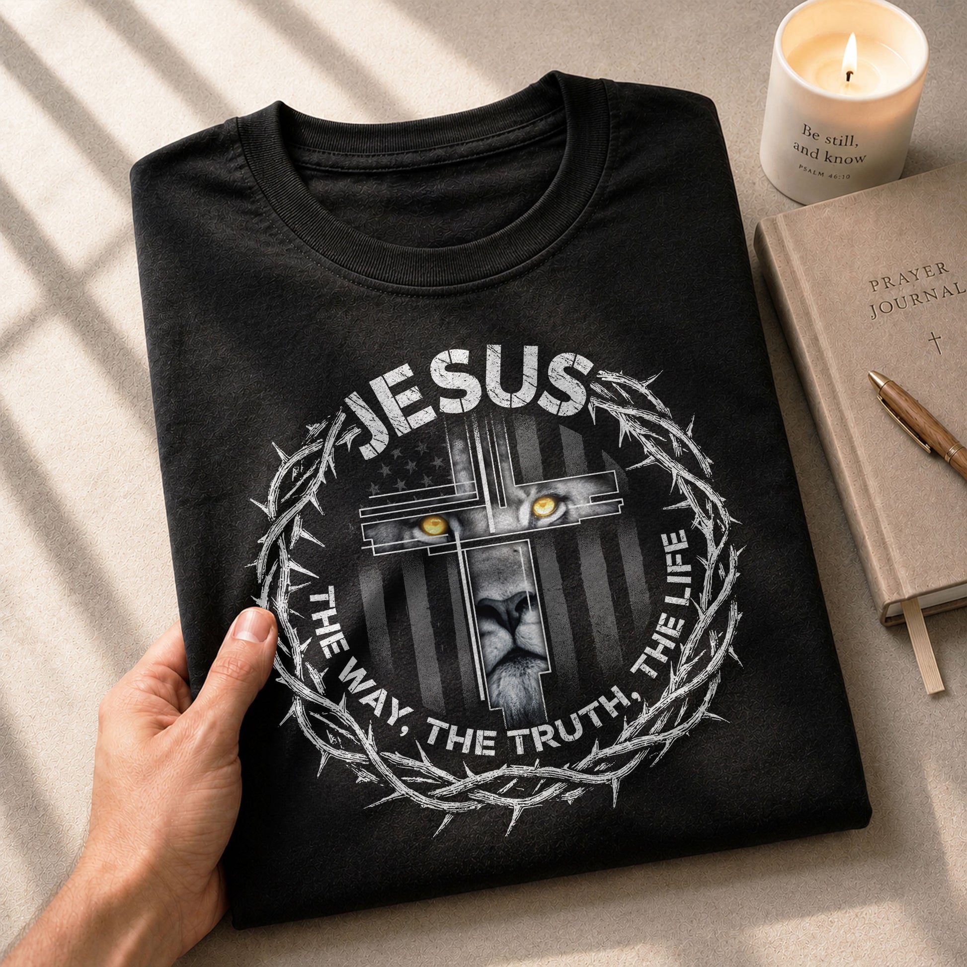 Jesus The Way The Truth The Life Crown of Thorns, Christian Tee Shirts - Faith Shirts for Men - Rust Field Wear