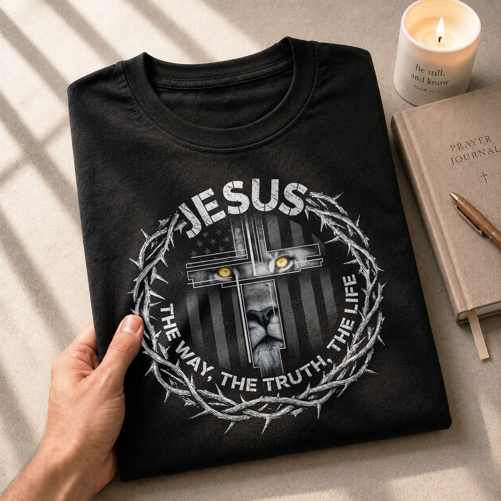 Jesus The Way The Truth The Life Crown of Thorns, Christian Tee Shirts - Faith Shirts for Men - Rust Field Wear