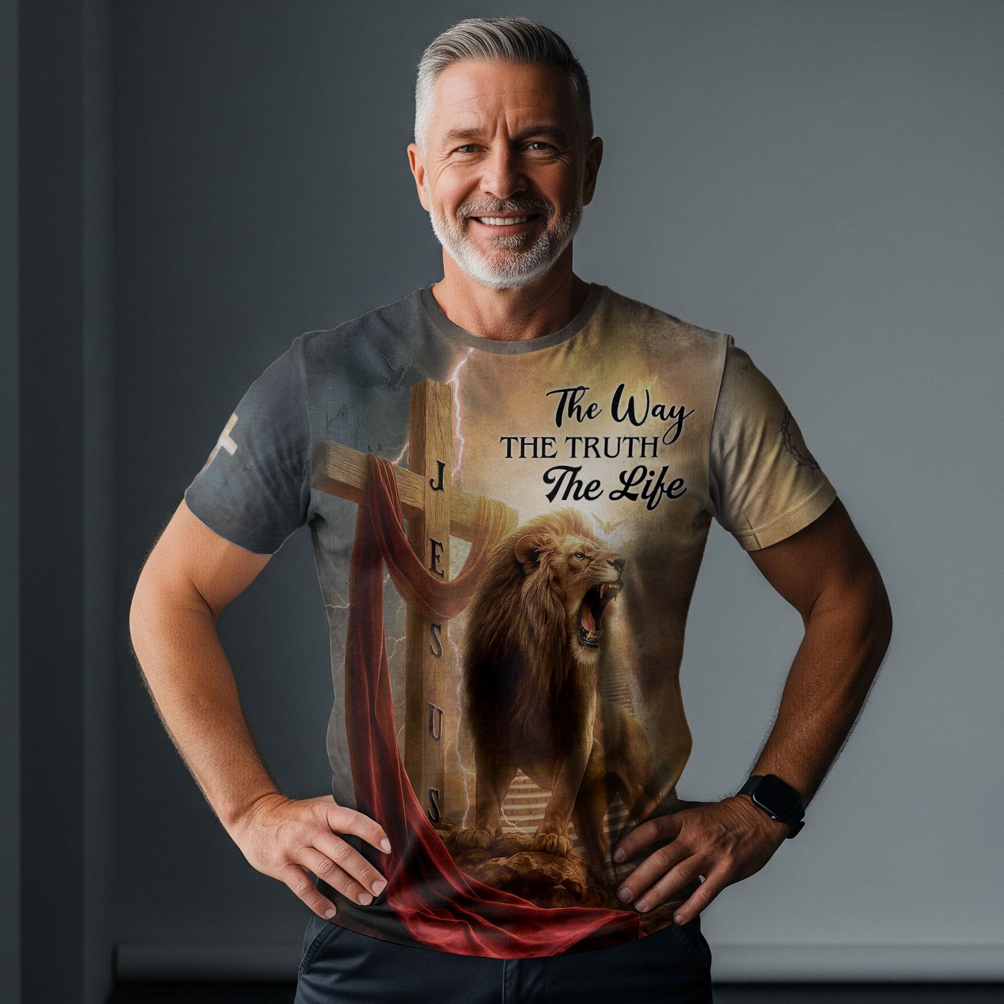 RustField Co Freedom Shirts - The Lion's Roar In The Storm The Way The Truth The Life, Christian Tee Shirts for Men - Rust Field Wear