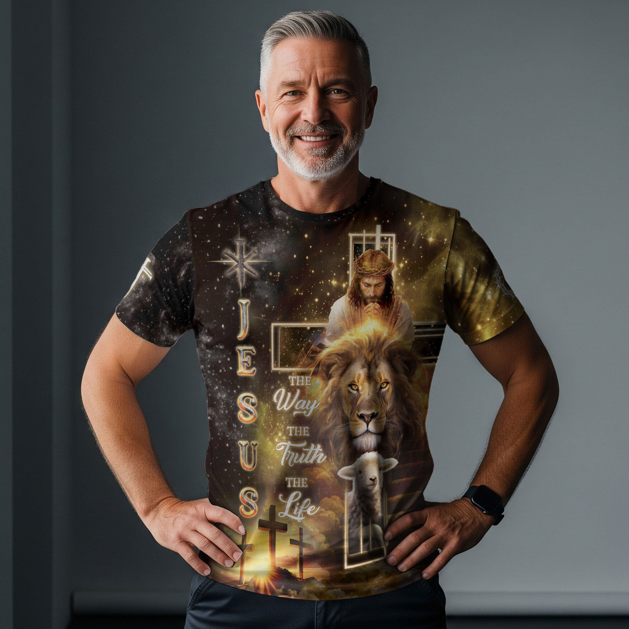 Freedom Shirts - Jesus The Way The Truth The Life Cross Lion Lamb, Christian Tee Shirts for Men, RustField Co - Rust Field Wear