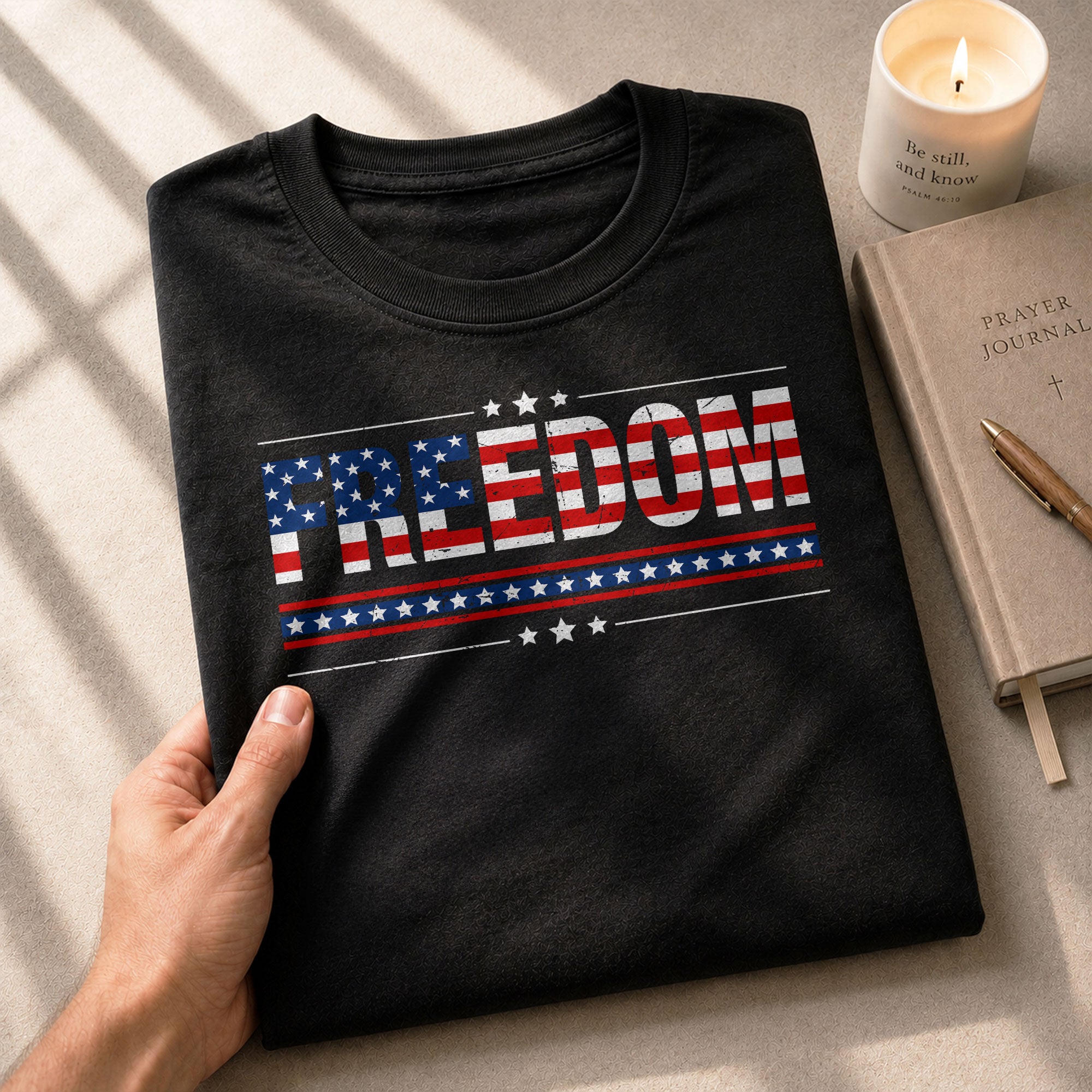 Patriotic T Shirts, Freedom American Flag Stars and Stripes Patriotic - Freedom Shirts for Men - Rust Field Wear