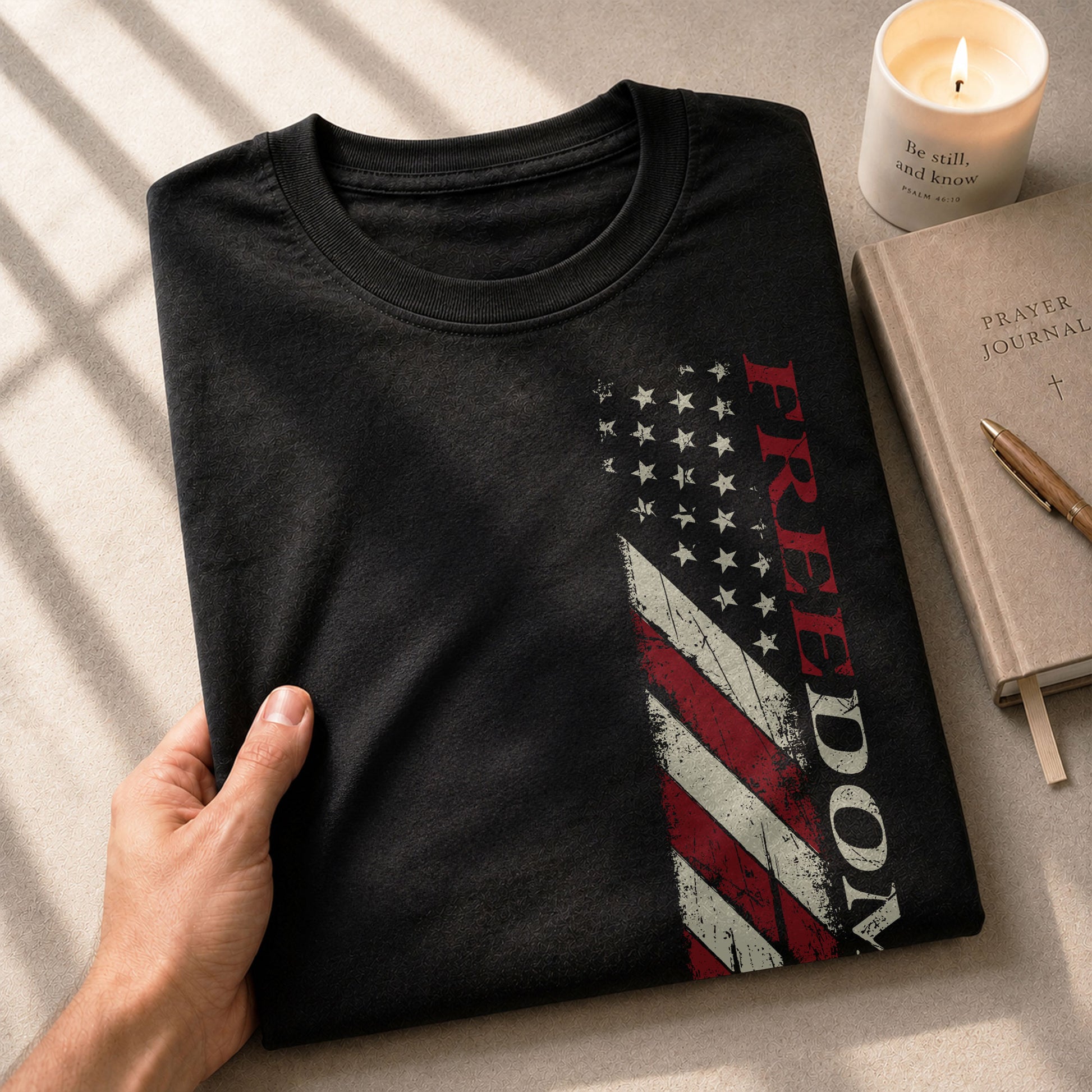Freedom Vertical American Flag Patriotic Tribute, Patriotic T Shirts - Freedom Shirts for Men - Rust Field Wear