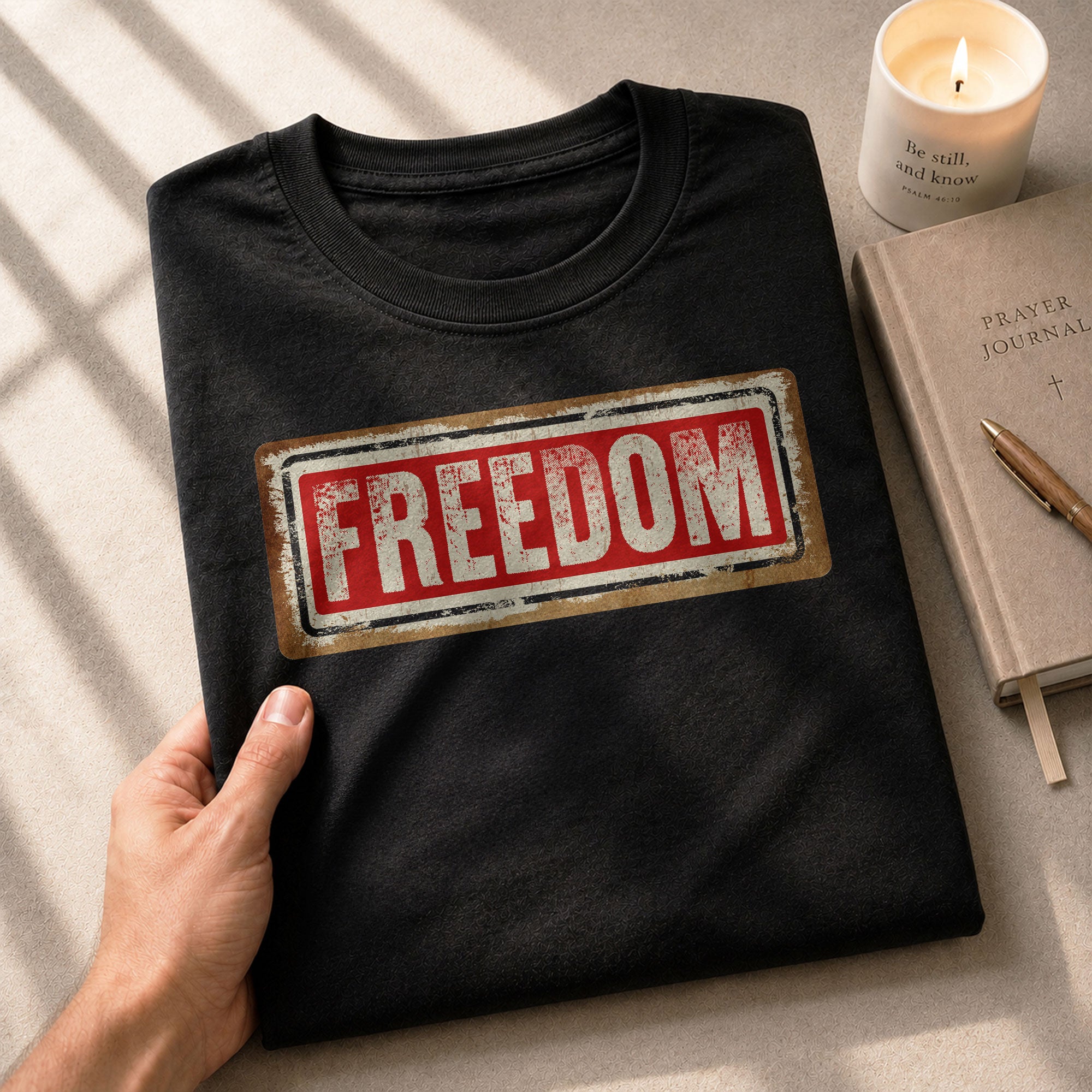 Patriotic T Shirts, Freedom Sign Patriotic Tribute - Freedom Shirts for Men - Rust Field Wear