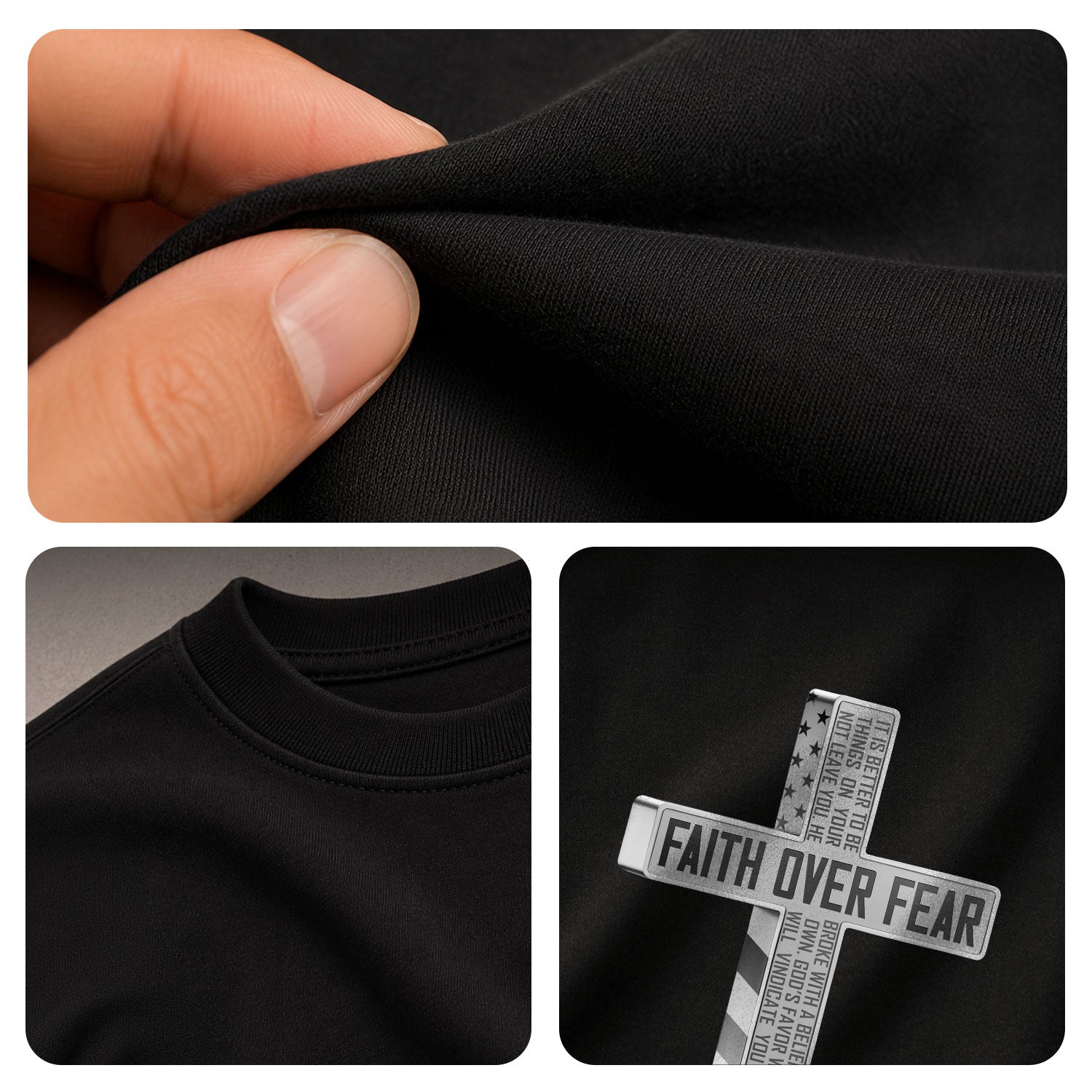 Faith Over Fear American USA Flag Cross Christian, Christian Tee Shirts - Faith Shirts for Men - Rust Field Wear