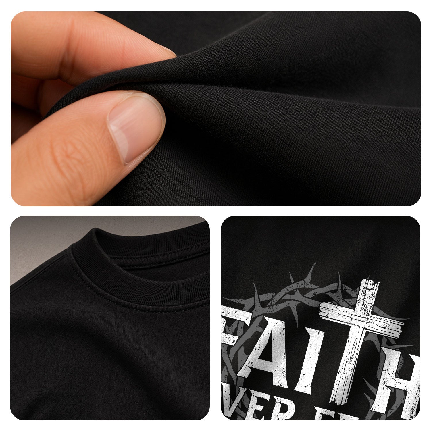 Faith Based Christian Tee Shirts, Faith Over Fear Wooden Cross Crown Christian - Christian Shirts for Men - Rust Field Wear