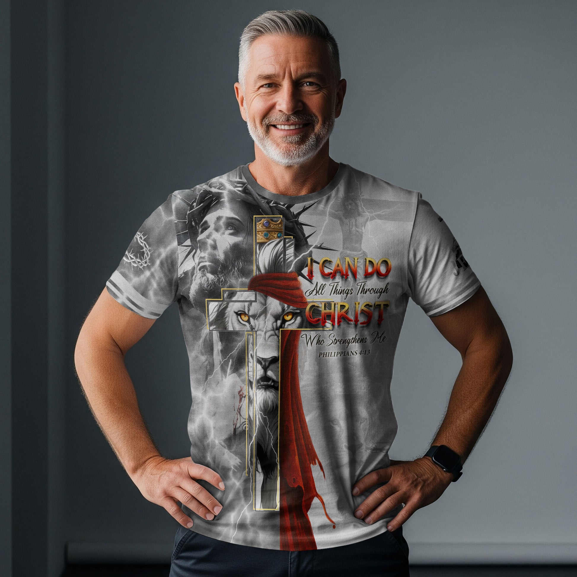 I Can Do All Things Through Christ Lion of Judah - Christian Tee Shirts for Men, Freedom Shirts, RustField Co - Rust Field Wear