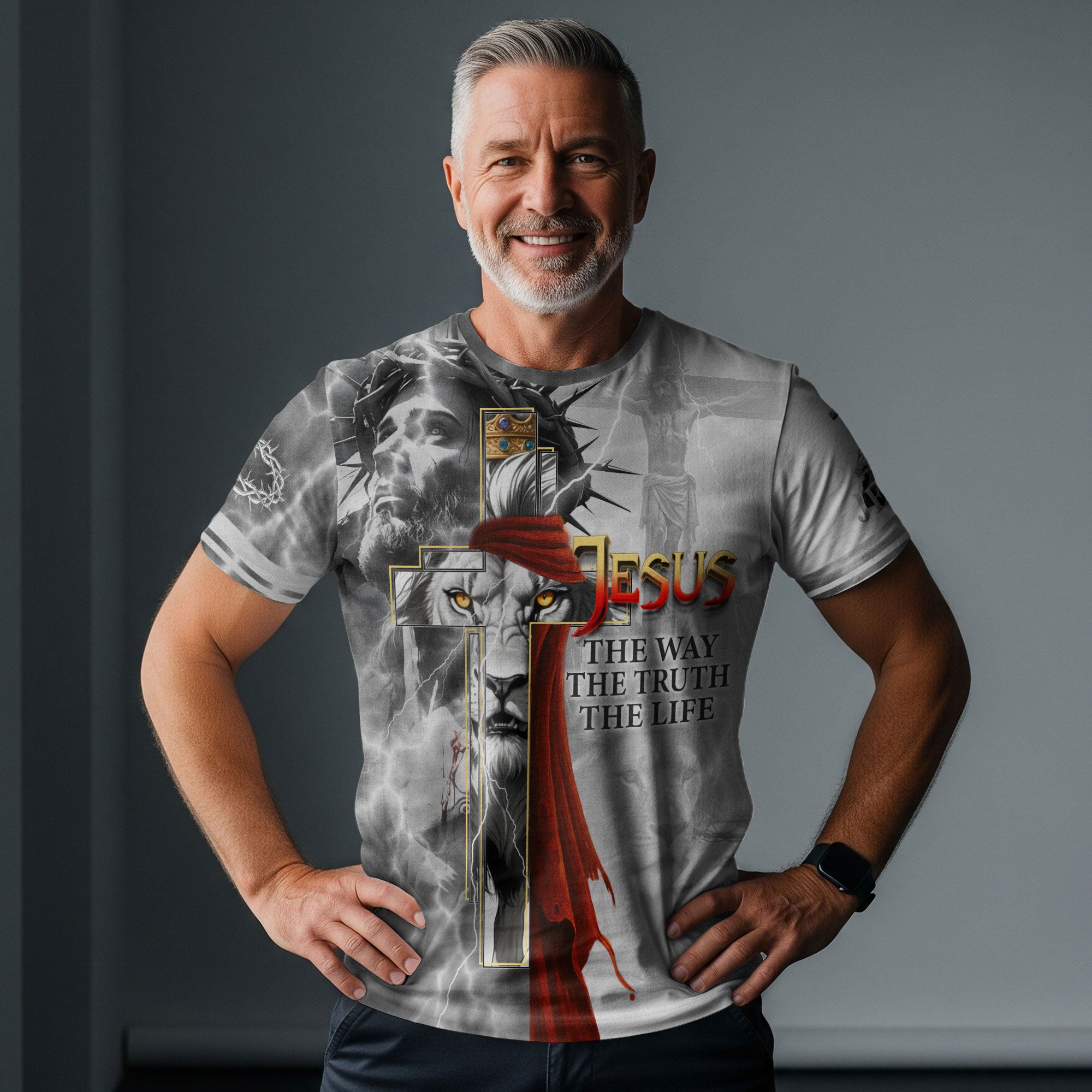 RustField Co Freedom Shirts - Jesus The Way The Truth The Life Lion Crown, Christian Tee Shirts for Men - Rust Field Wear