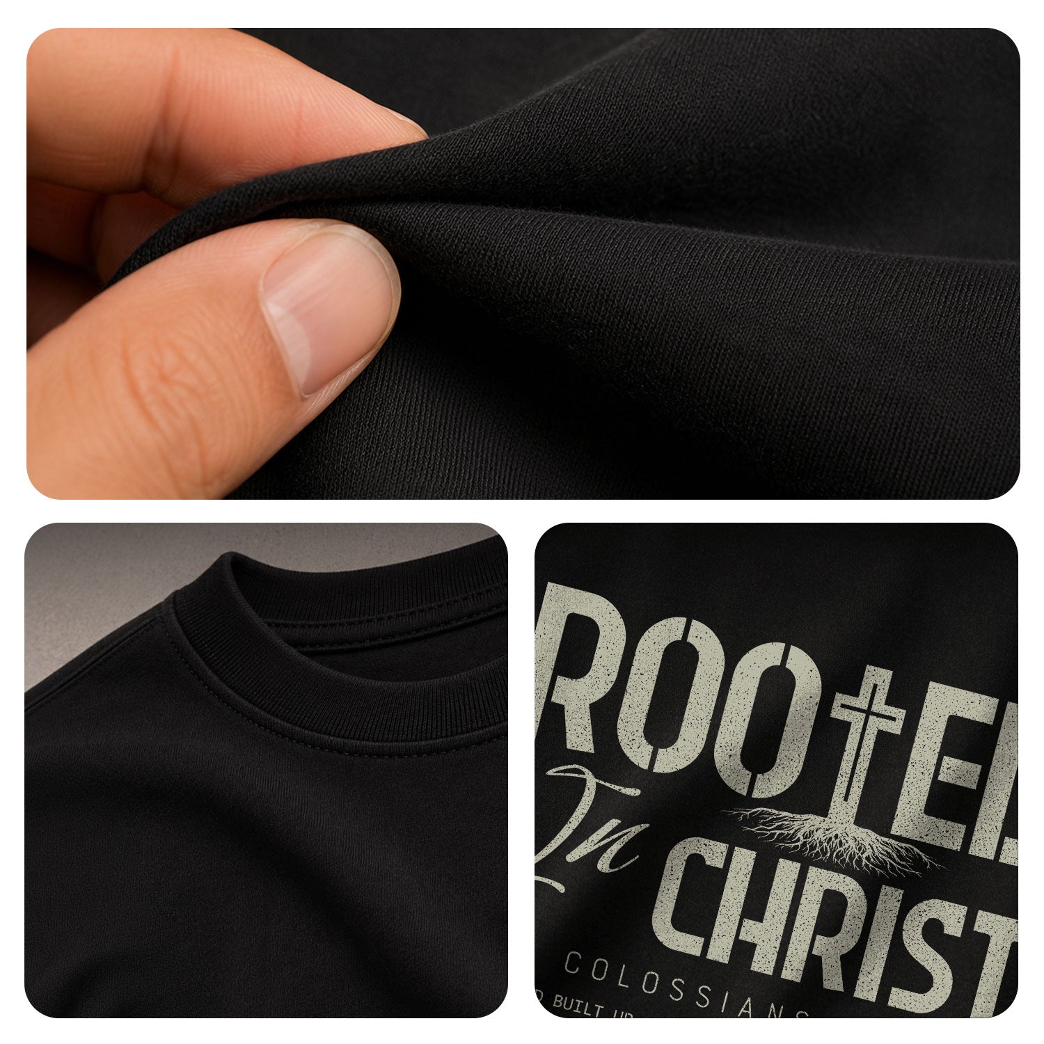 Rooted In Christ Colossians 2 7 Christian With Cross And Roots - Christian Tee Shirts, Christian Shirts for Men - Rust Field Wear