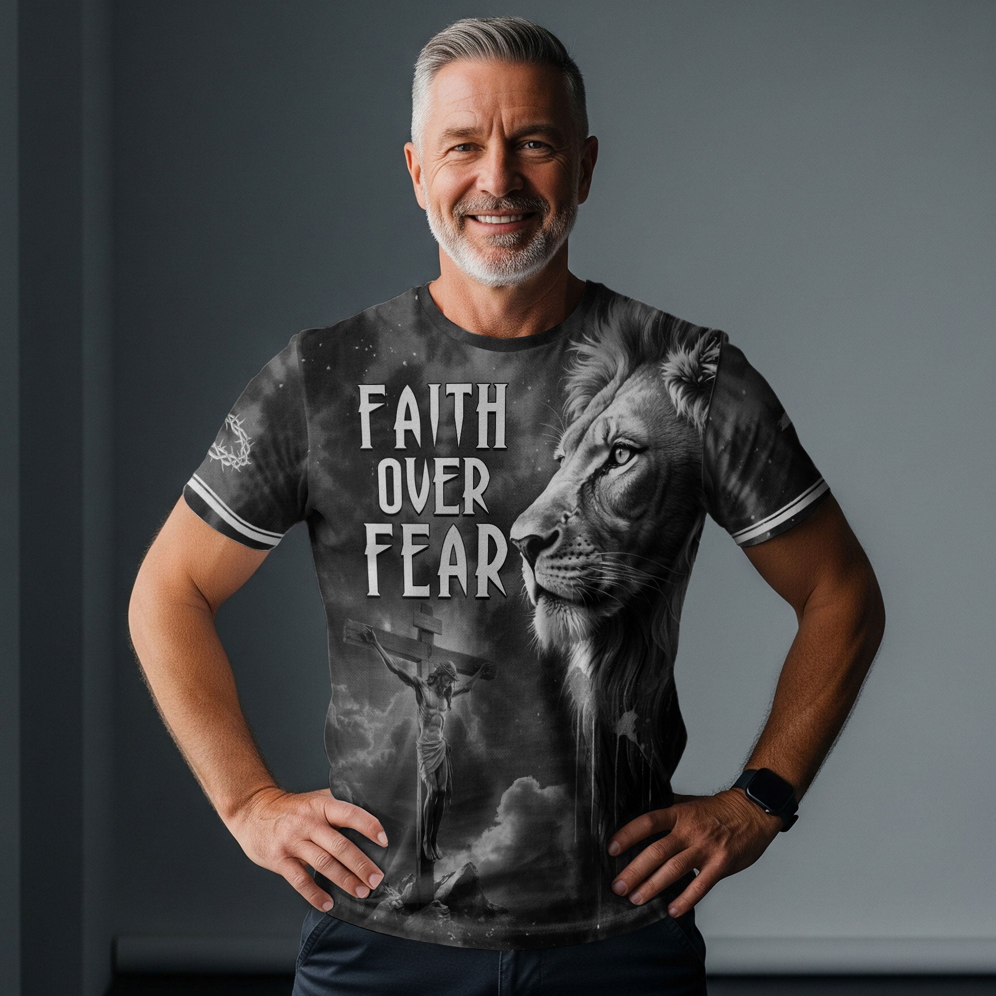 Freedom Shirts - Faith Over Fear Lion of Judah Jesus, Christian Tee Shirts for Men, RustField Co - Rust Field Wear