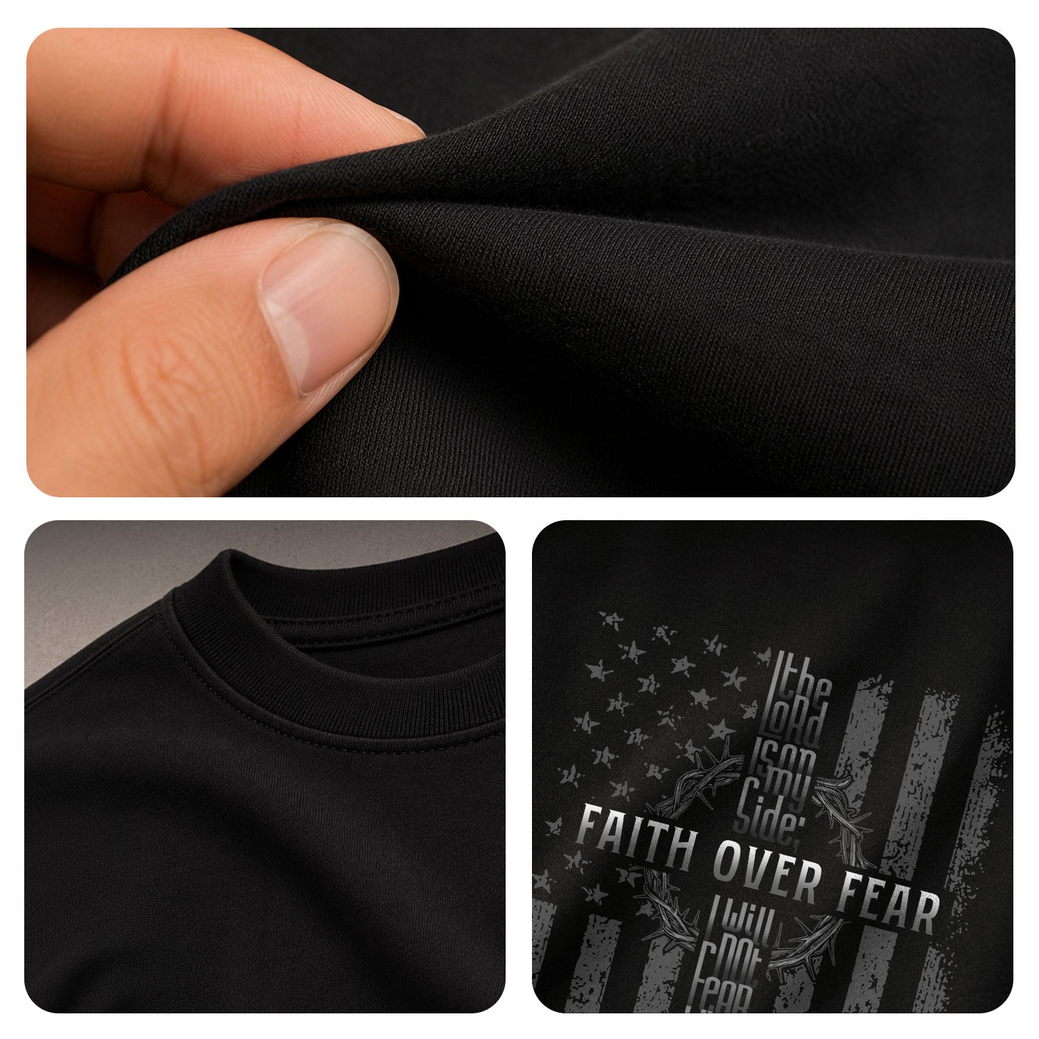 Christian Shirts for Men, Faith Over Fear American Flag Cross Psalms 118:6 Christian - Christian Tee Shirts - Rust Field Wear