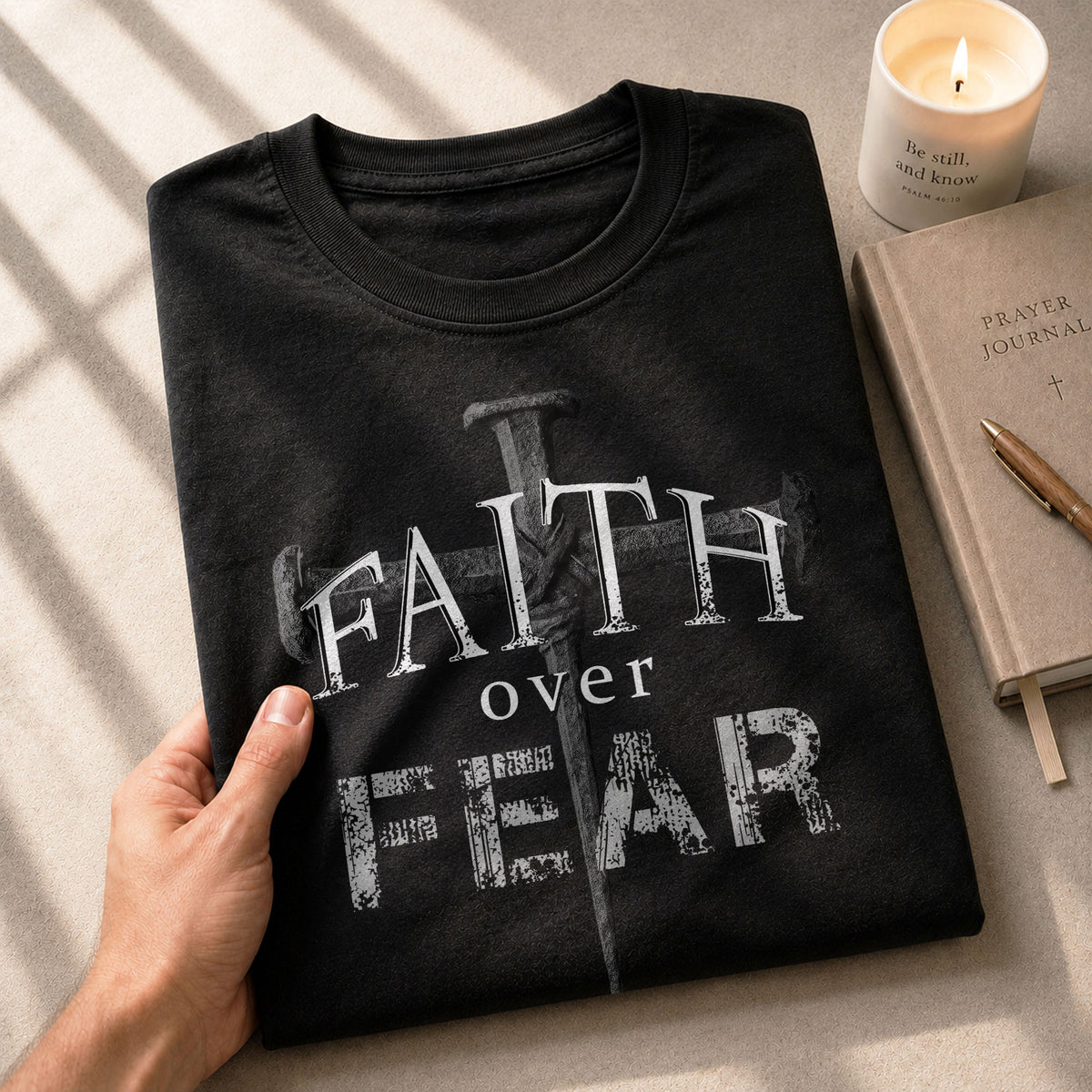 Faith Over Fear Christian Nail Cross Patriotic Religious Jesus Shirt - Rust Field Wear