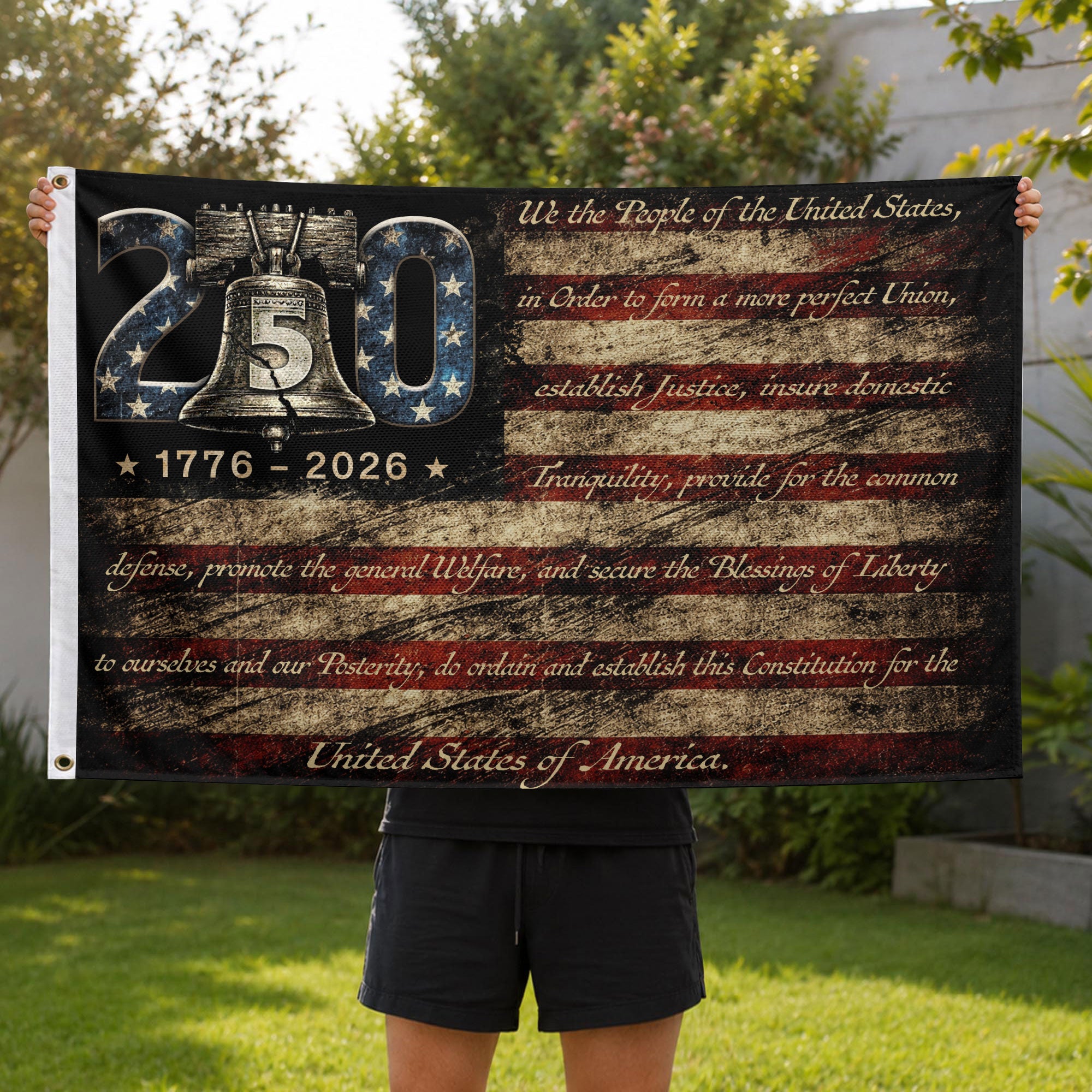 USA 250th Anniversary Flag 1776-2026 American Flag Liberty Bell We The People Patriotic