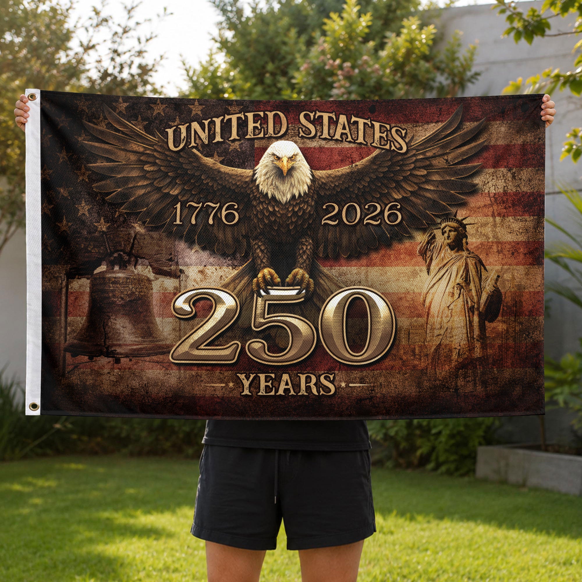 United States 250 Years Flag 1776–2026 – Eagle Patriotic American Décor