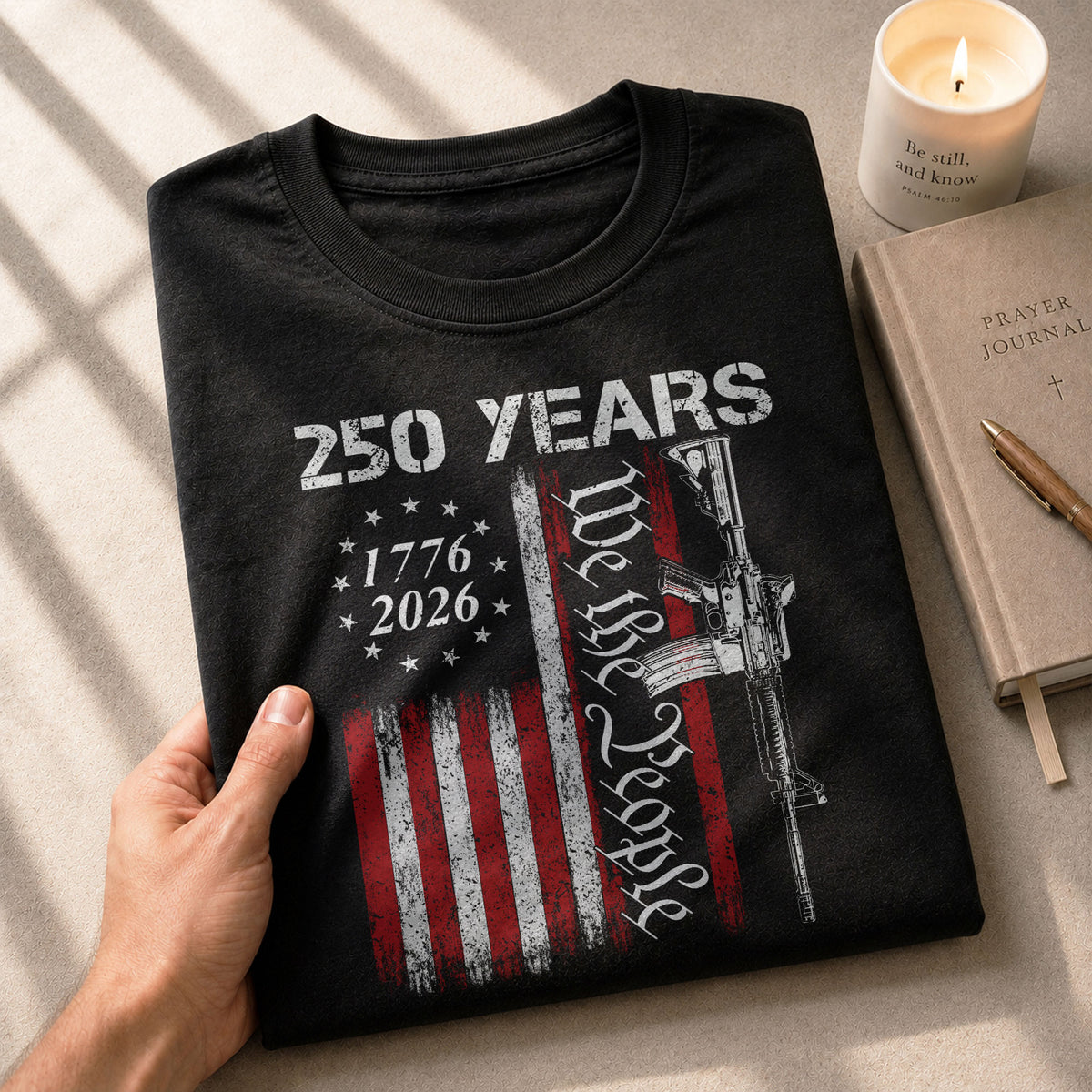 250 Years We The People T-Shirt – Vintage USA Flag 1776–2026 Independence Tee - Rust Field Wear