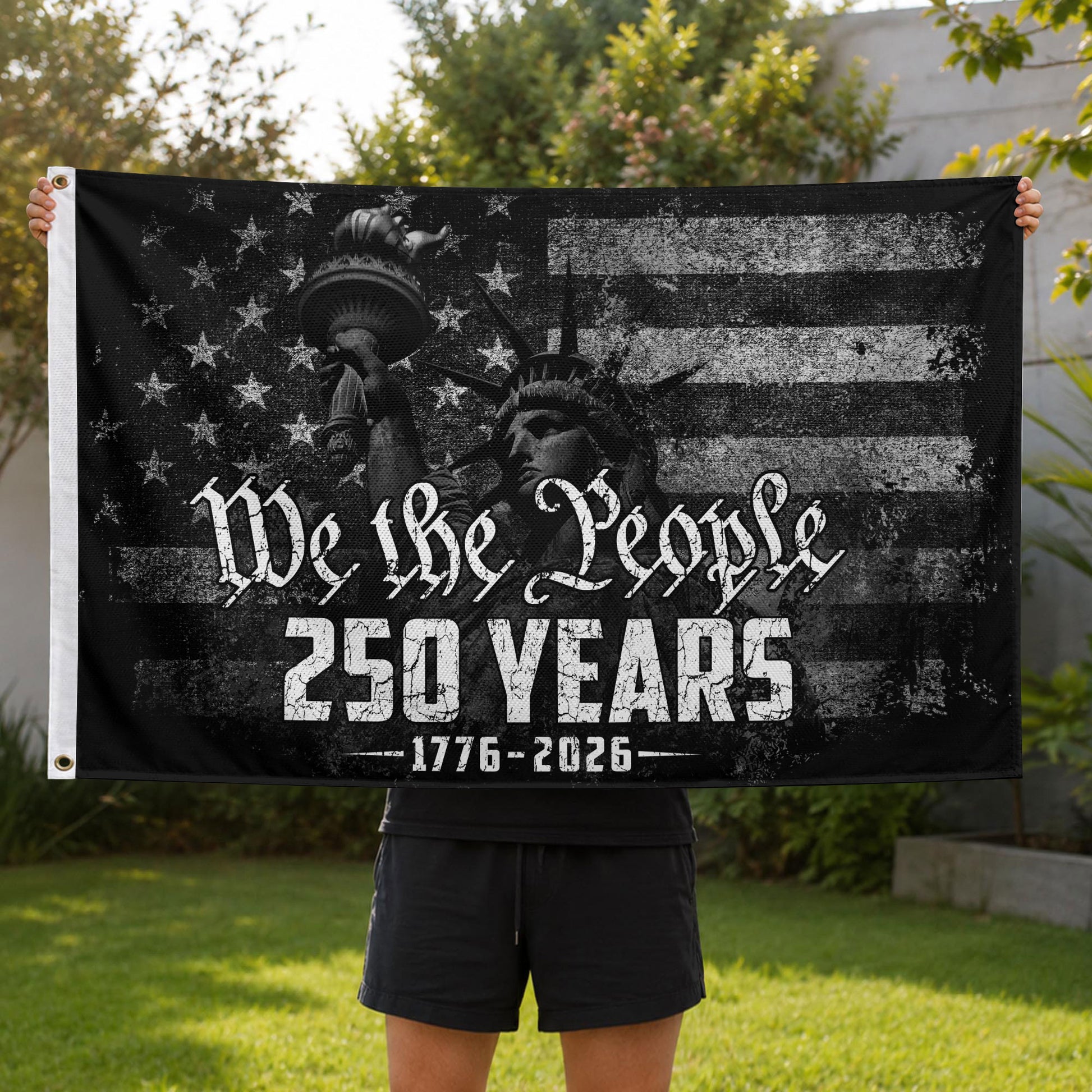 USA 250th Anniversary Flag 1776-2026 We The People Statue of Liberty Patriotic - Rust Field Wear