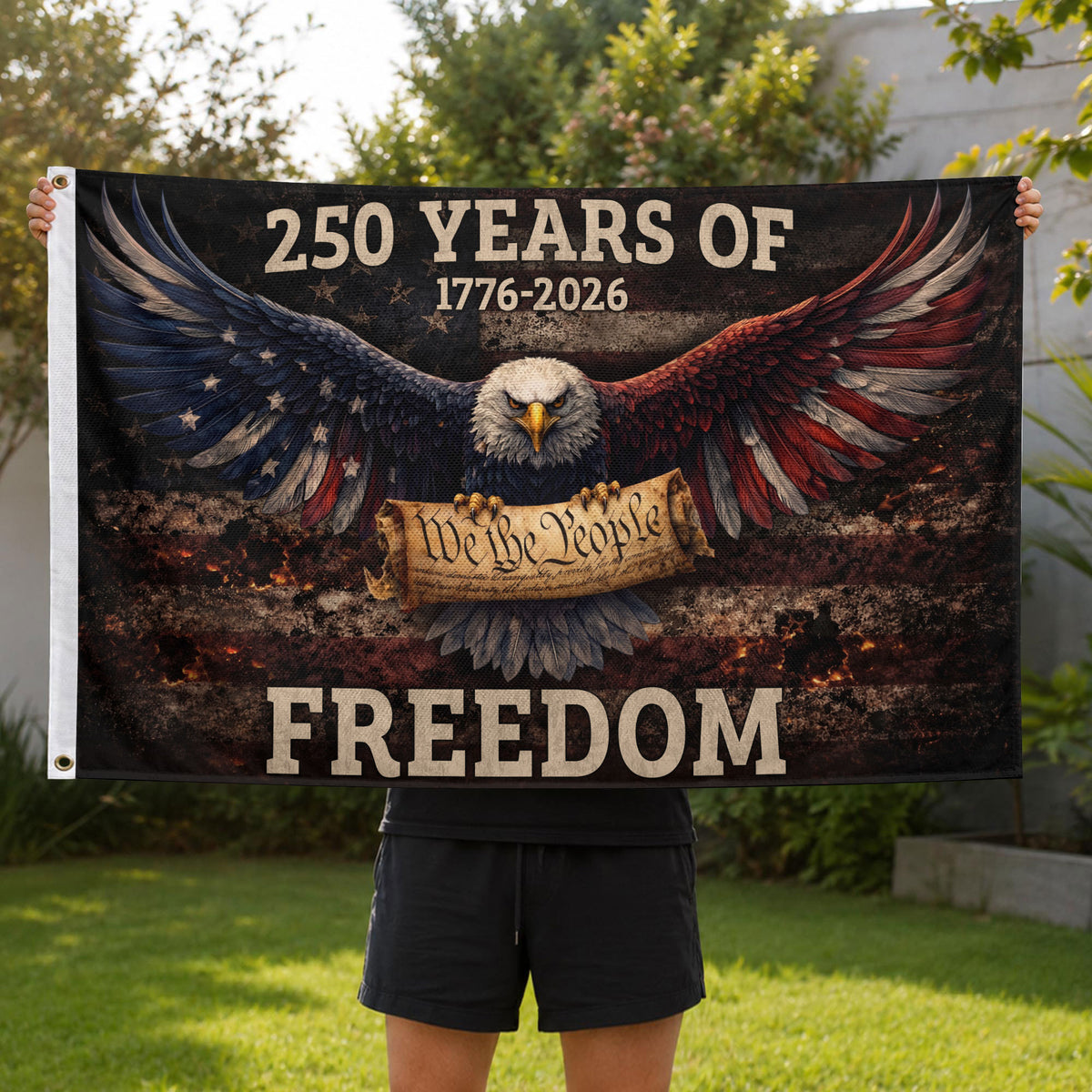 United States 250th Birthday Freedom Flag 1776–2026 We The People Outdoor Display - Rust Field Wear