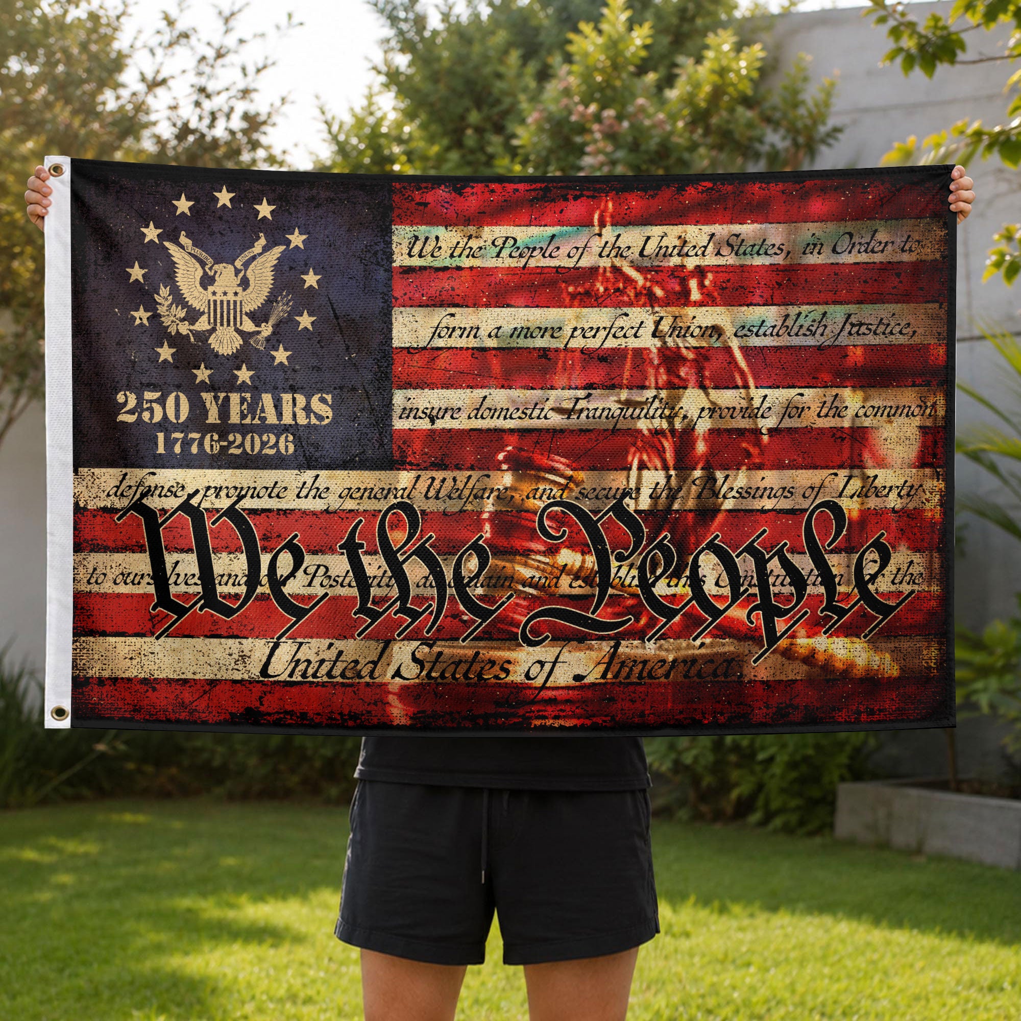 We The People House Flag – Double-Sided Patriotic Décor Celebrating 250 Years of Freedom 1776–2026