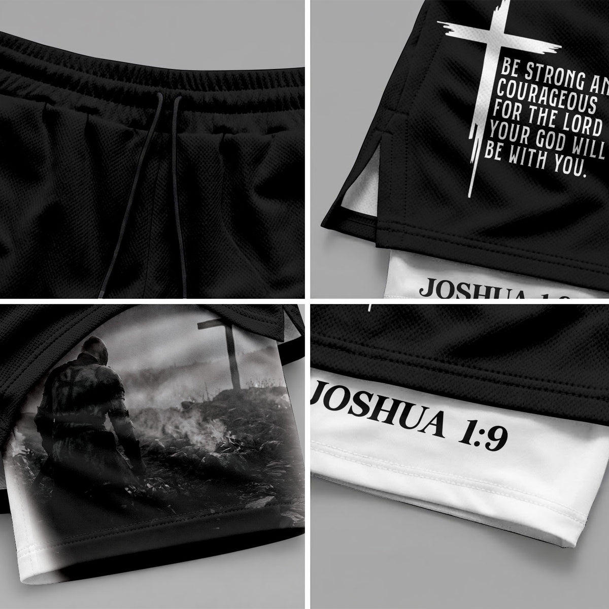 Joshua 1:9 Christian Men Gym Shorts Be Strong and Courageous Bible Verse Training Activewear - Rust Field Wear