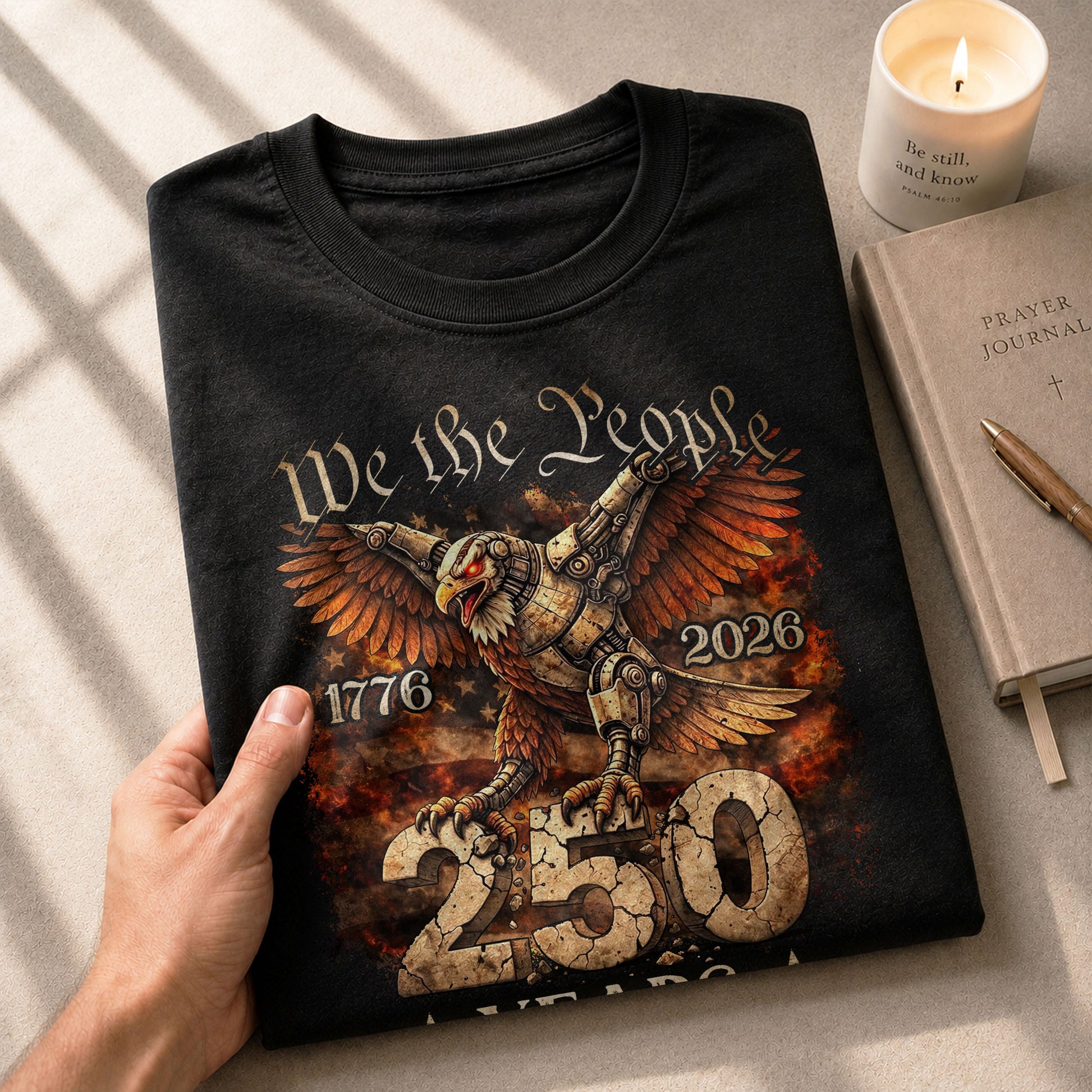 USA 250th Anniversary 250 Years Shirt 1776-2026 Mechanical Eagle We The People Mental Strength Patriotic - Rust Field Wear