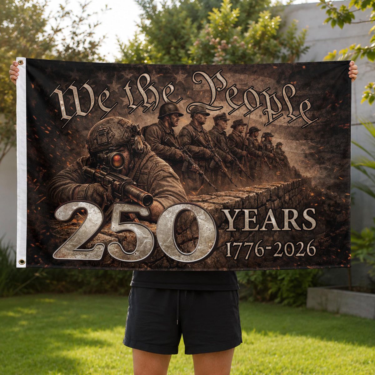 USA 250th Anniversary Flag 1776–2026, American Eagle Patriotic Heritage Flag - Rust Field Wear