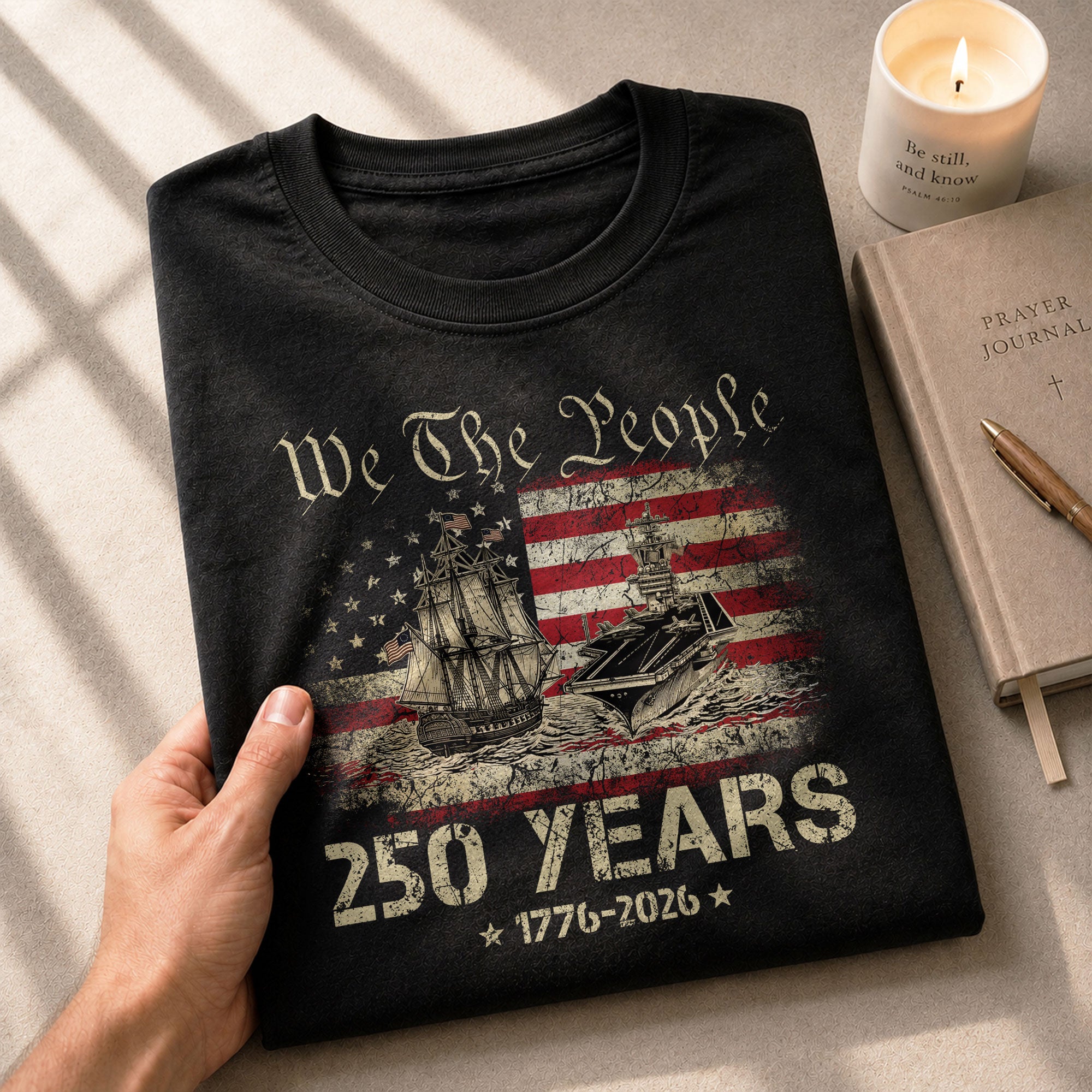 USA 250th Anniversary Shirt 250 Years 1776-2026 We The People Navy Battleship Patriotic - Rust Field Wear