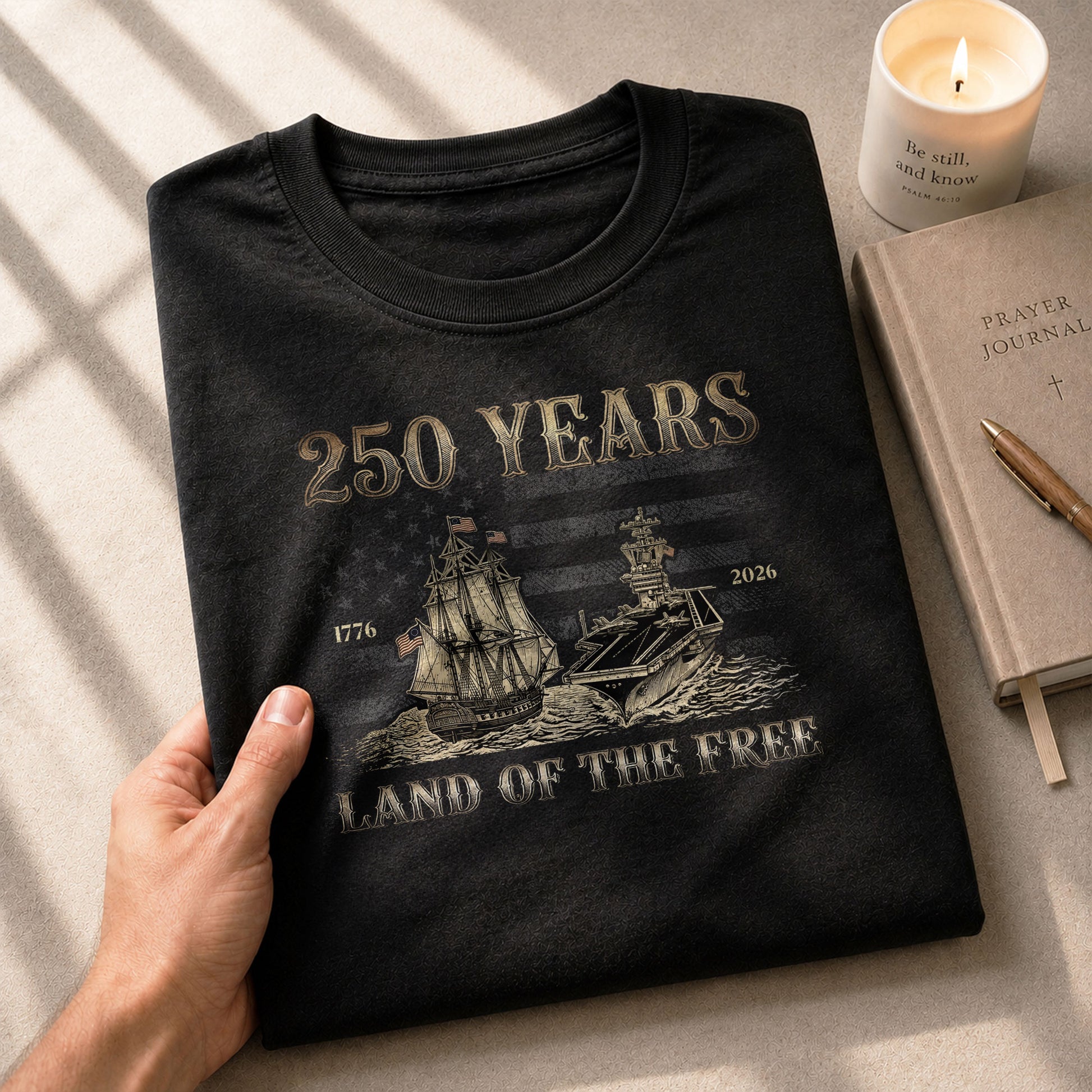 USA 250th Anniversary Shirt 1776-2026 Retro American Sailing Ship Patriotic Tee - Rust Field Wear