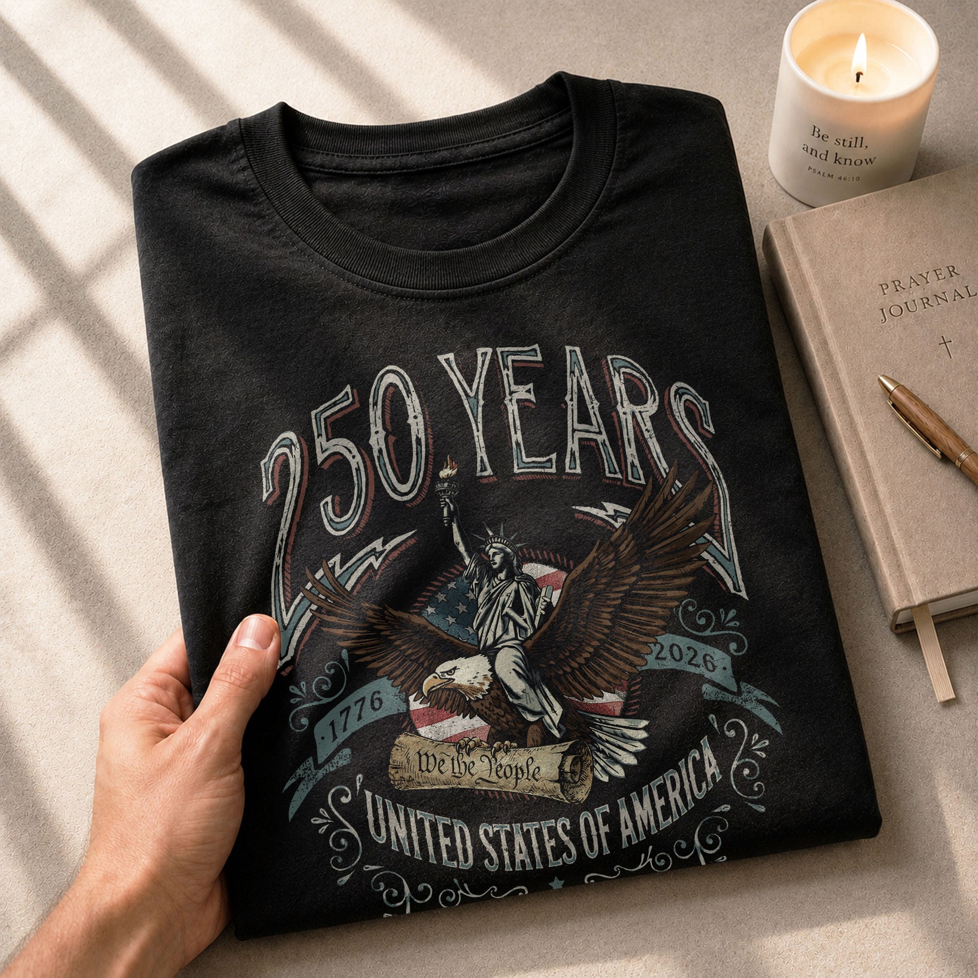 USA 250th Anniversary Shirt 1776–2026 Past and Present Torch of Freedom - Rust Field Wear