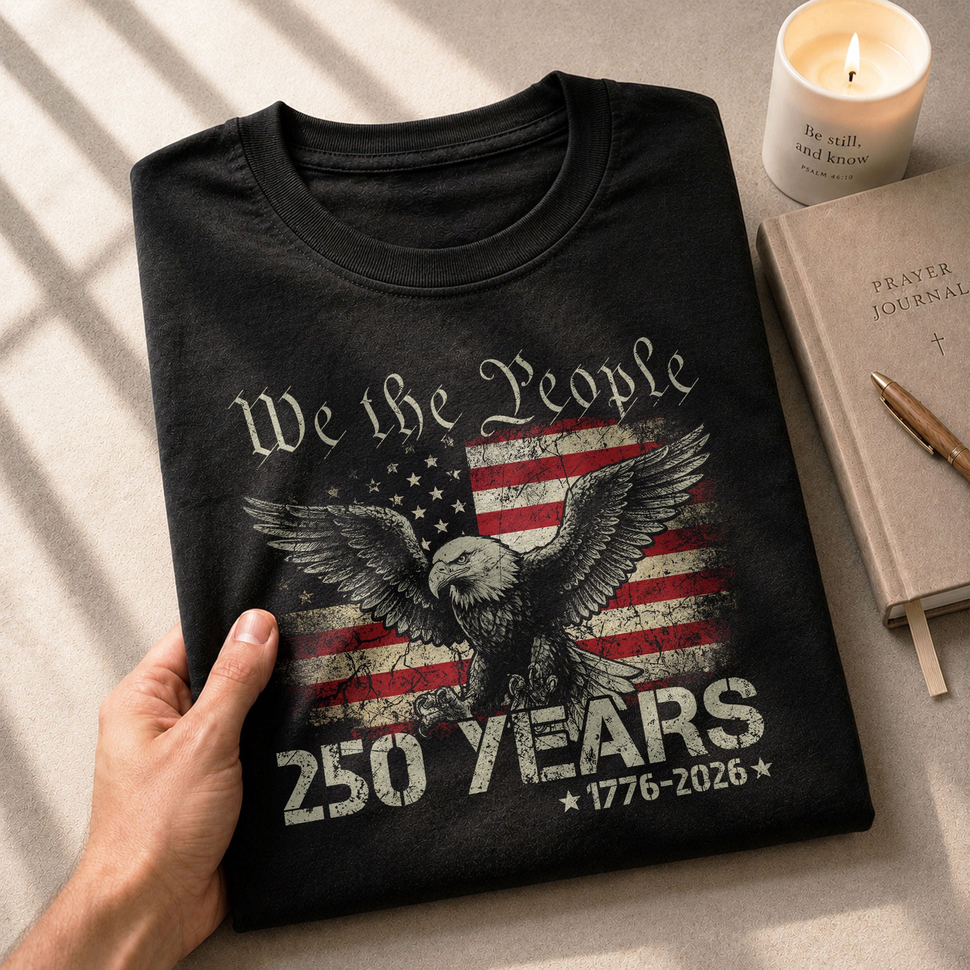 USA 250th Anniversary T-Shirt 250 Years 1776-2026 Winged Eagle Distressed Flag Patriotic - Rust Field Wear