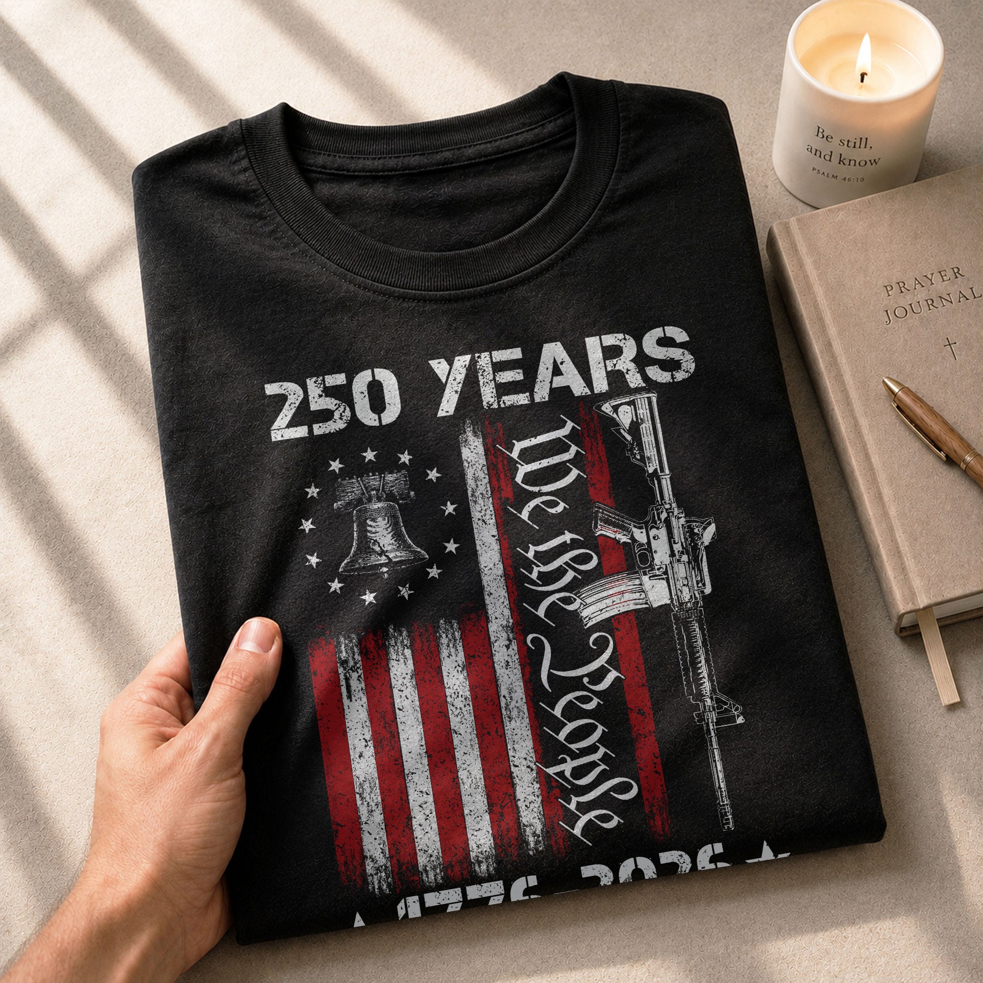 We The People 250th Anniversary T-Shirt 250 Years 1776-2026 Liberty Bell Rifle Patriotic - Rust Field Wear