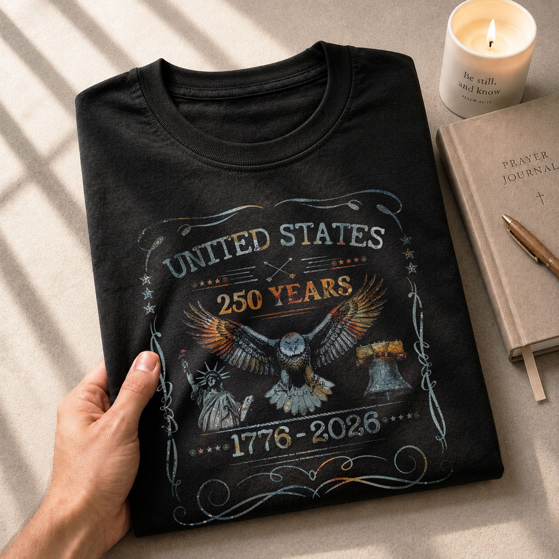 USA 250th Anniversary T-Shirt 250 Years 1776-2026 Eagle Liberty Bell Statue Patriotic - Rust Field Wear