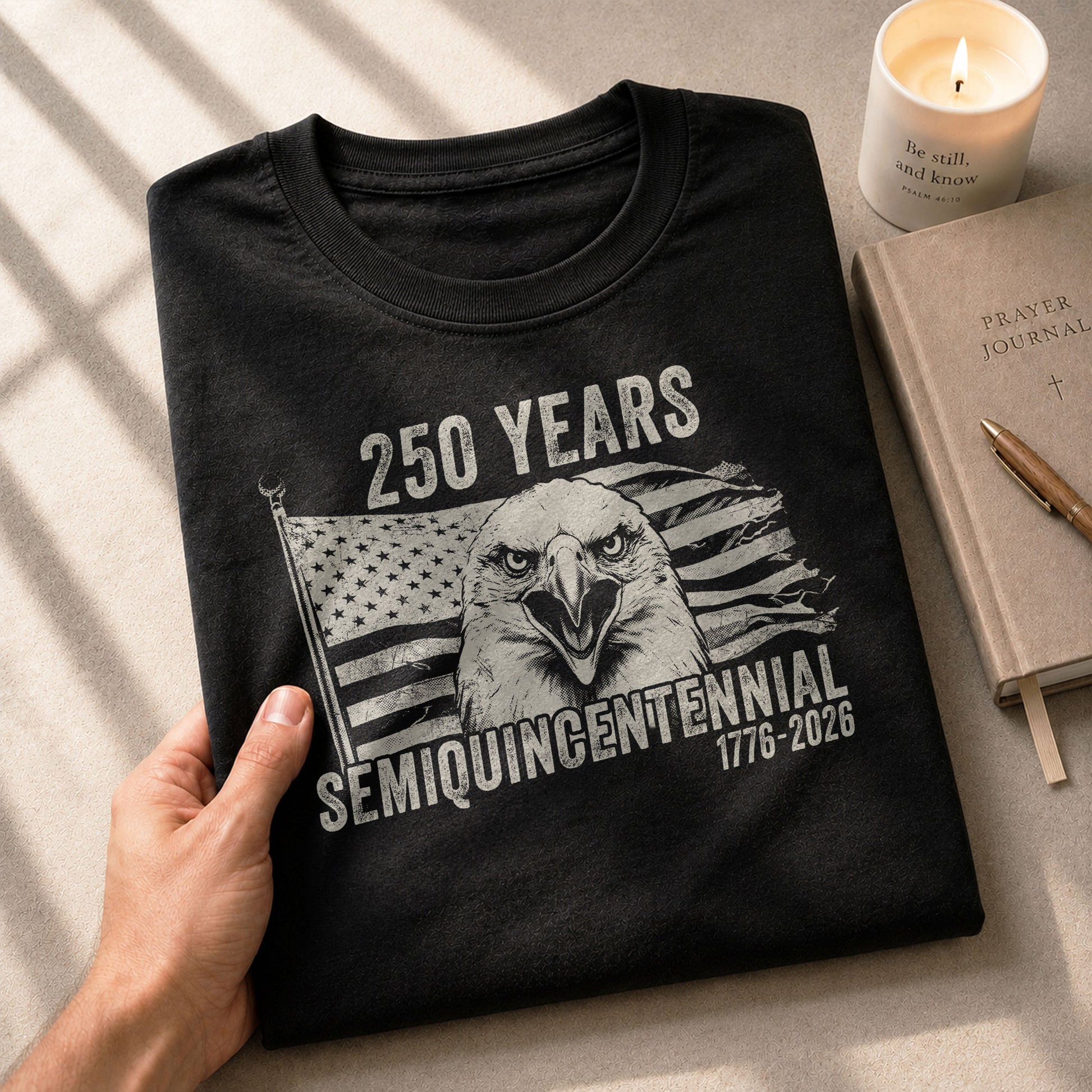 American Heritage 250th Anniversary T-Shirt - USA 250 Years 1776-2026 Patriotic Eagle & Flag Men’s Tee - Rust Field Wear