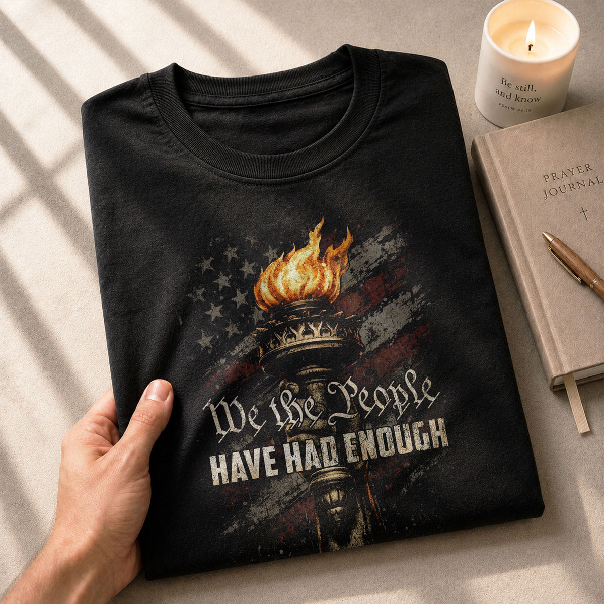 We The People Have Had Enough T-Shirt Patriotic American Flag Flaming Liberty Torch Freedom Statement Tee - Rust Field Wear