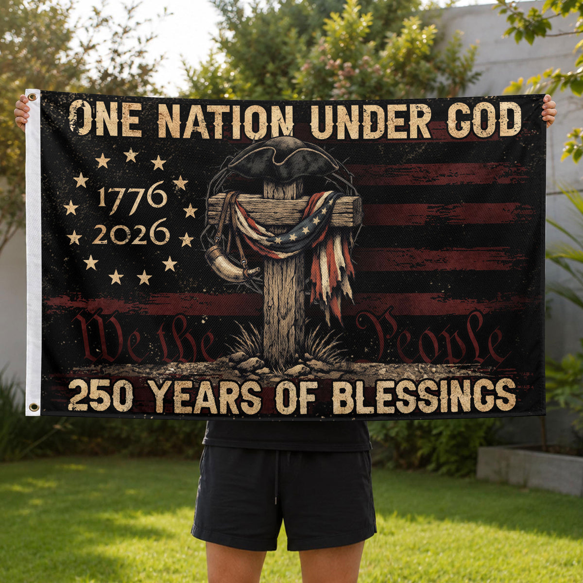 Patriotic Christian Outdoor Flag USA Celebration - Rust Field Wear