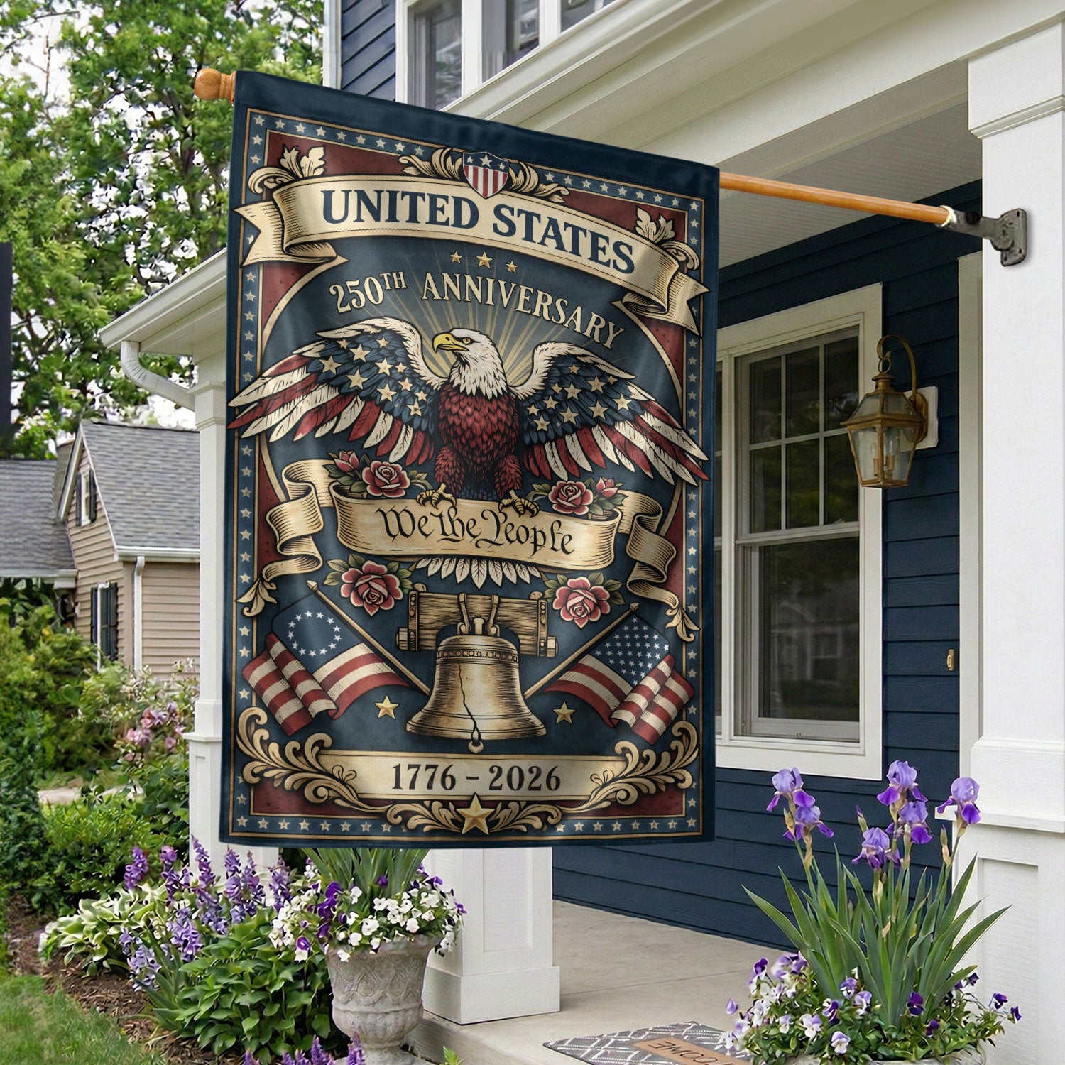 United States USA 250th Anniversary 1776-2026 Garden Flag – We The People Bald Eagle & Liberty Bell 250 Years Double Sided
