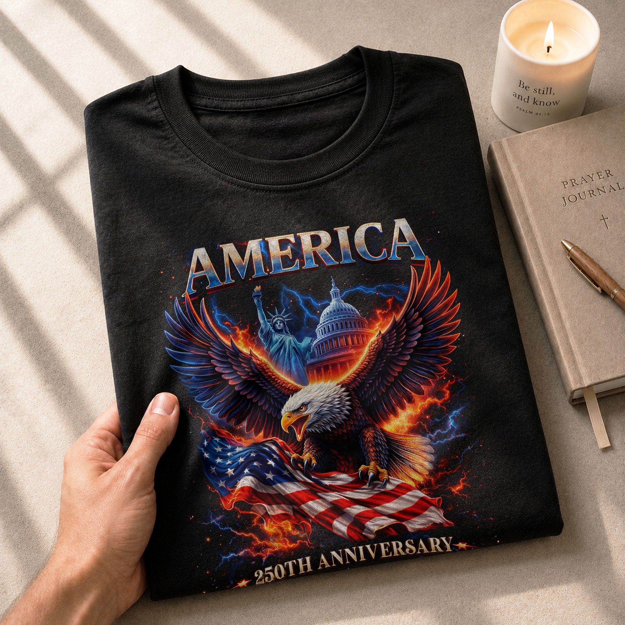 250 Year American Anniversary Shirt - Freedom Eagle Bootleg Graphic Tee - Rust Field Wear