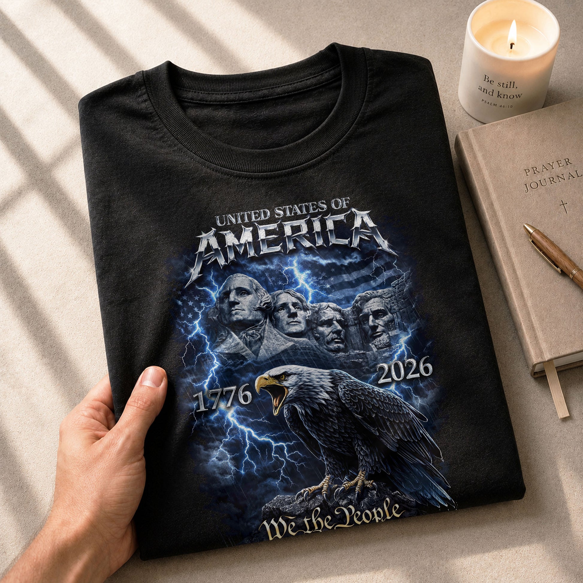 America 1776–2026 – 250th Anniversary We The People Lightning Eagle Tee - Rust Field Wear