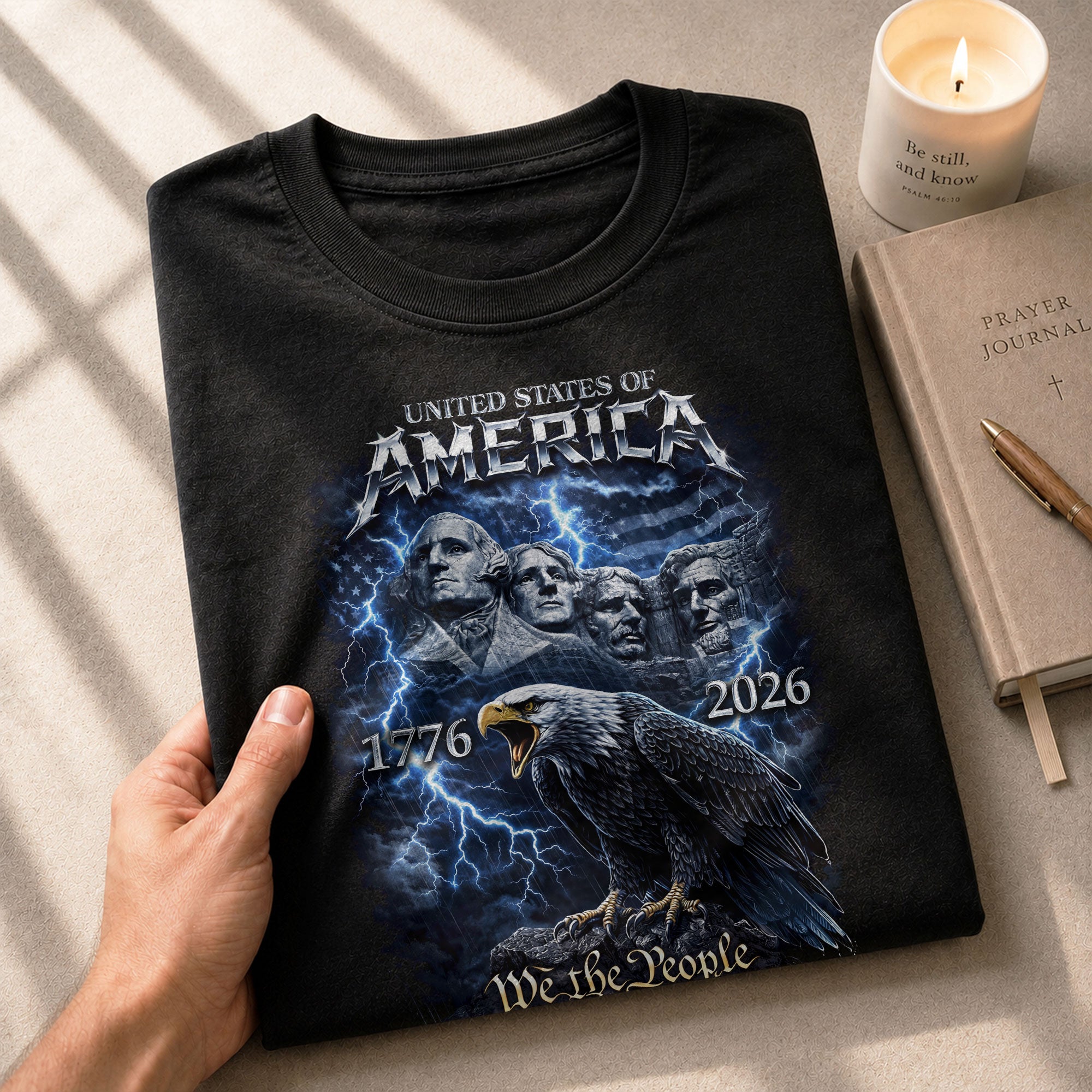 America 1776–2026 – 250th Anniversary We The People Lightning Eagle Tee - Rust Field Wear
