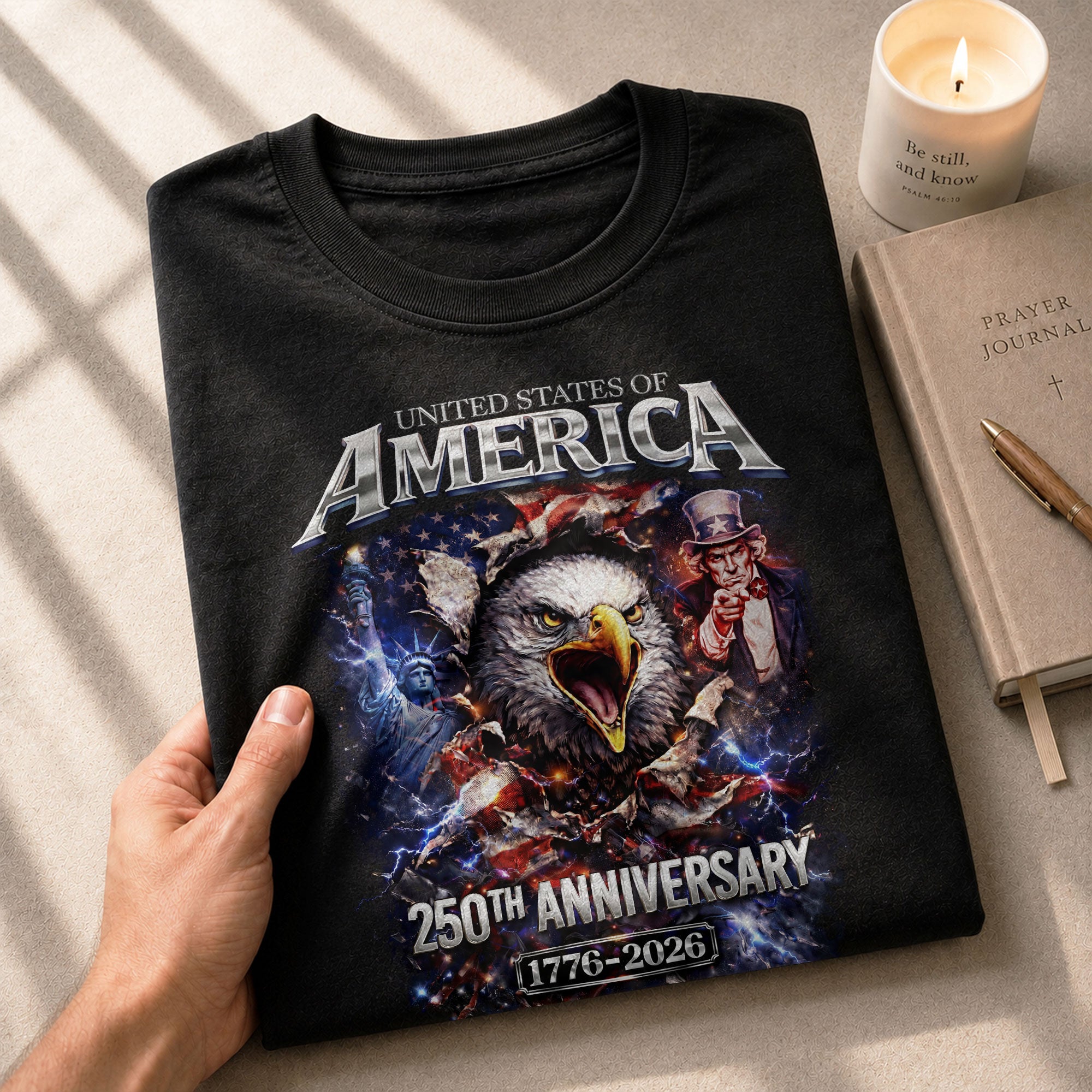 United States of 250 Years America Anniversary1776–2026 – Patriotic Tribute Graphic Tee - Rust Field Wear