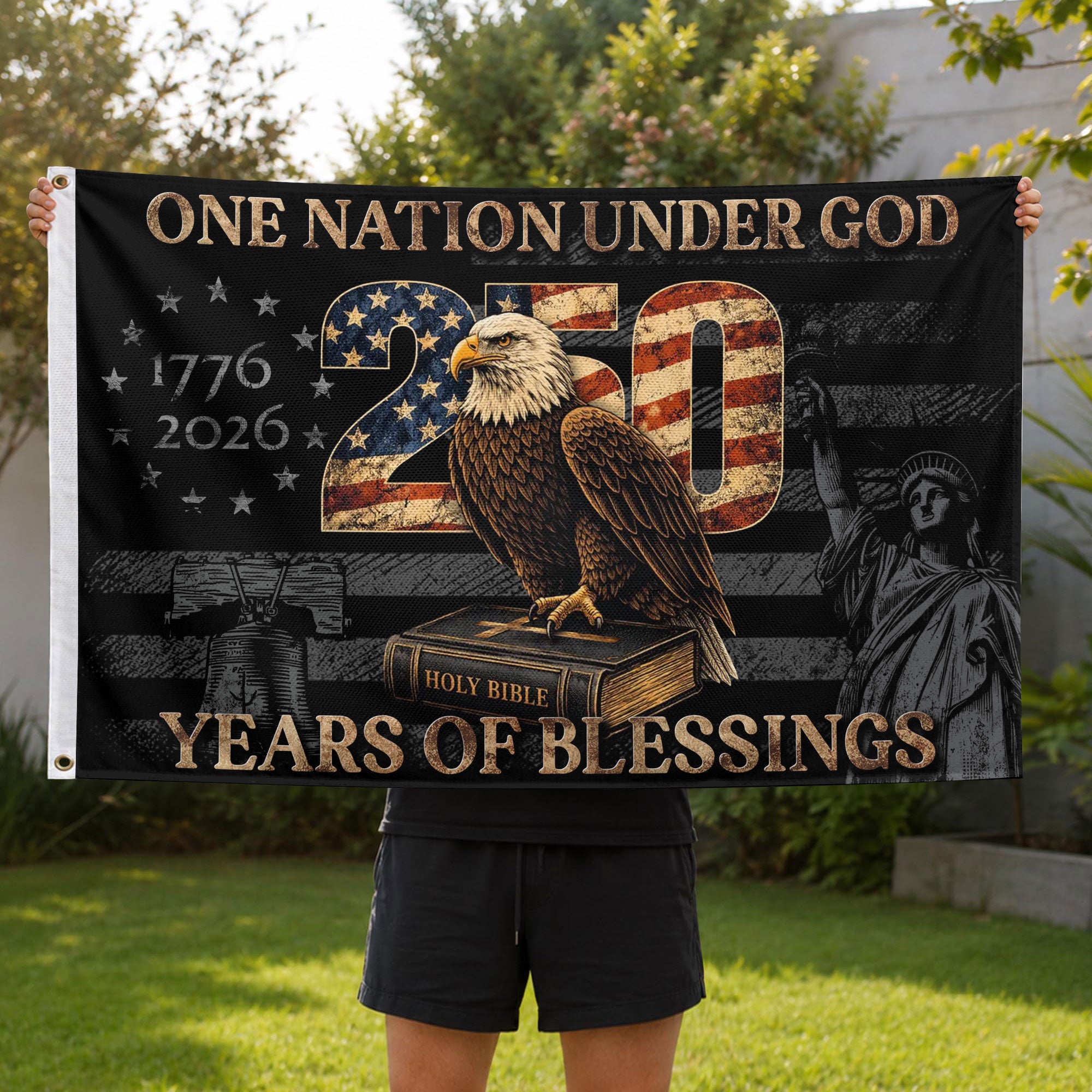 One Nation Under God 250 Years America Anniversary Flag – 1776–2026 Double Sided Patriotic Banner