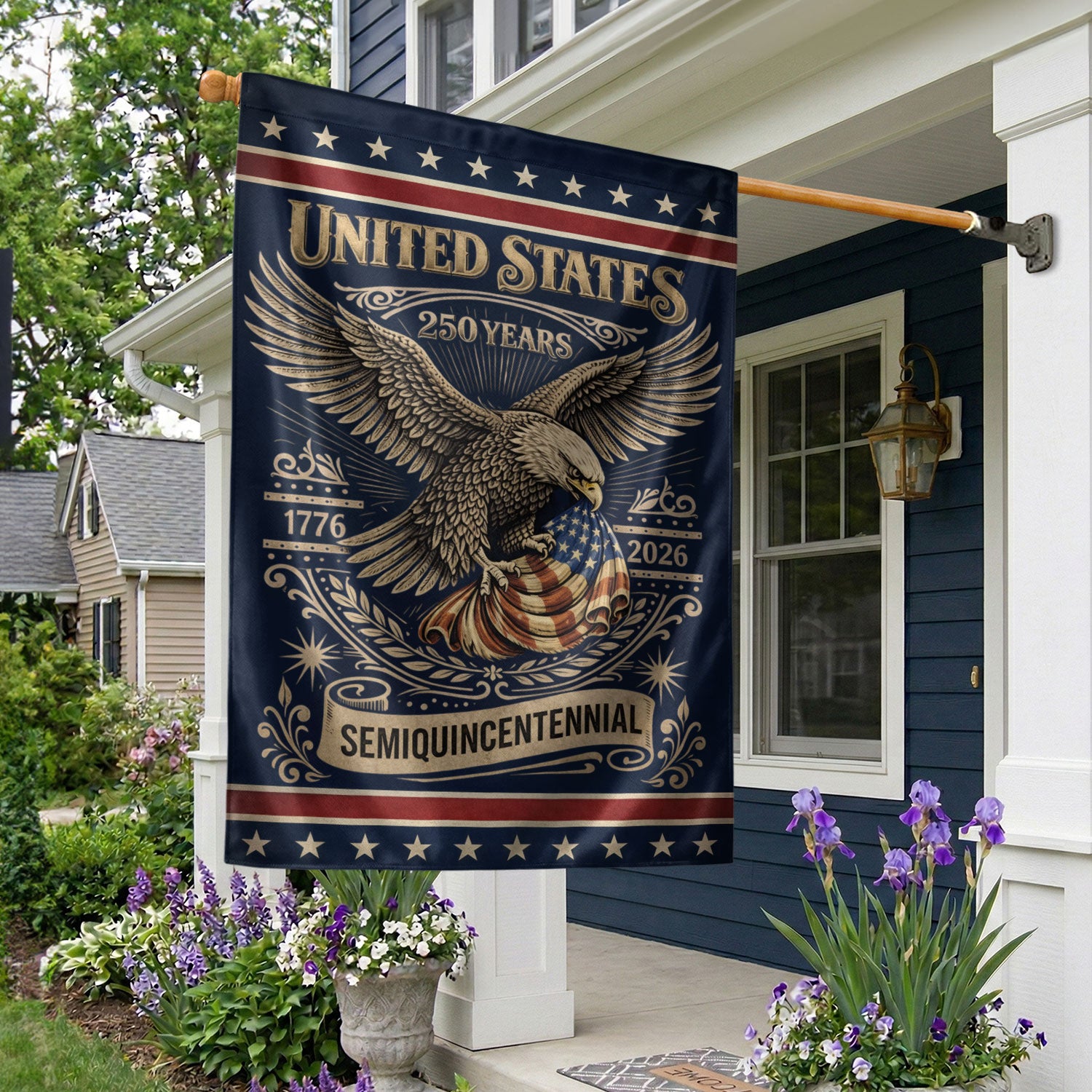 America 250th Anniversary 1776–2026 House Flag – Patriotic Eagle USA Double Sided Yard Decor