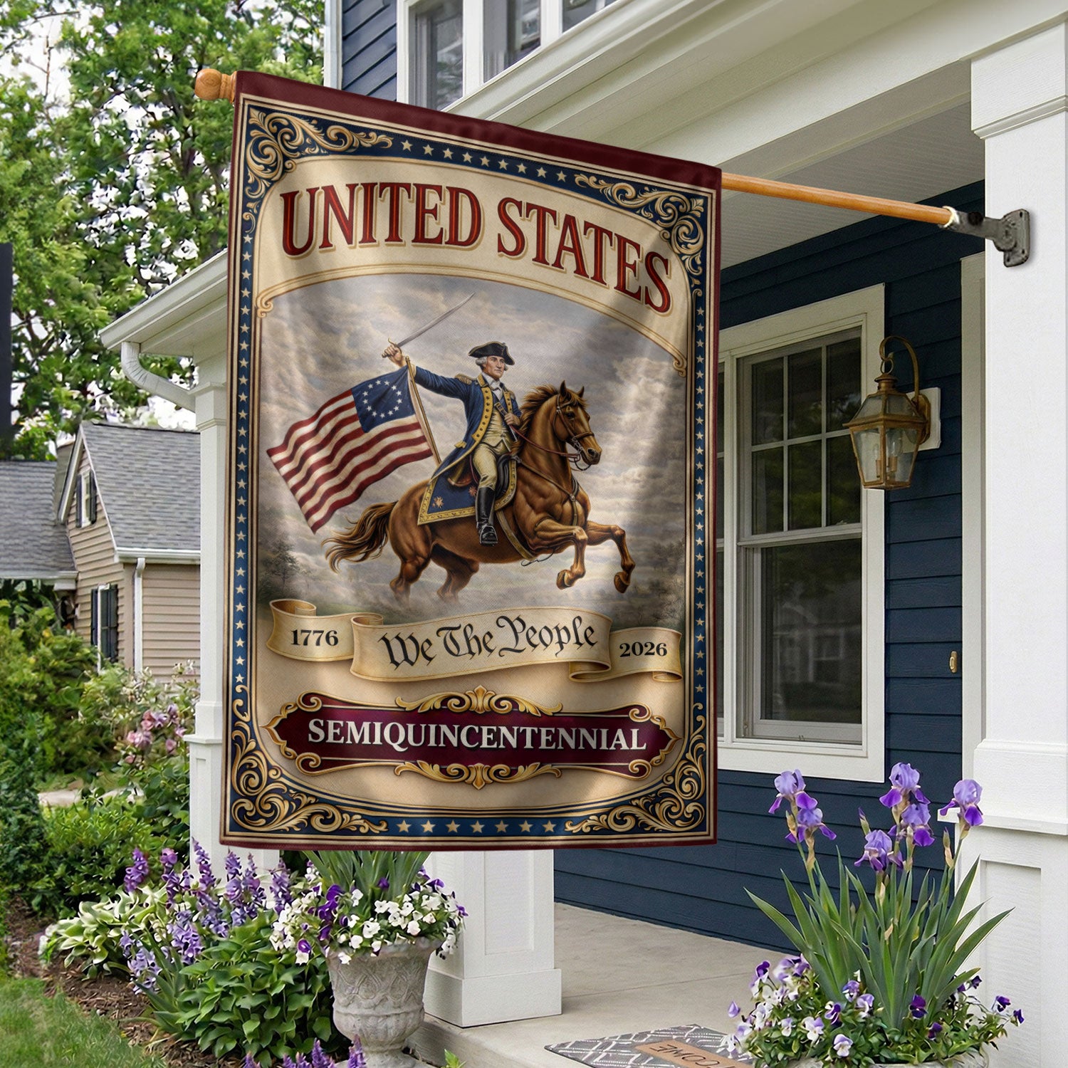 George Washington 250th Anniversary 1776–2026 House Flag – America 250 We The People Double Sided Yard Decor
