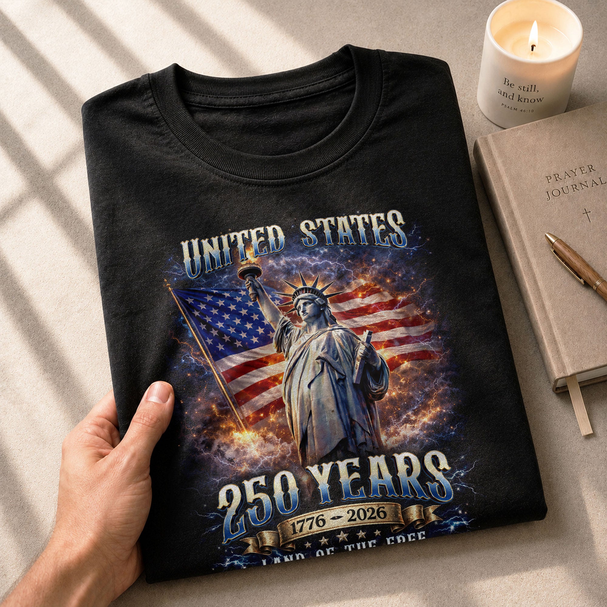 Statue of Liberty 250th Anniversary Bootleg Shirt - 1776-2026 USA 250 Years Tee, Retro Patriotic Lightning Graphic Apparel - Rust Field Wear
