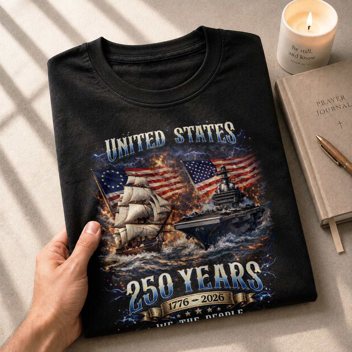 1776-2026 250th Anniversary Flag T-Shirt - 250 Years United States Navy Bootleg Tee, America 250th Birthday Freedom Apparel - Rust Field Wear