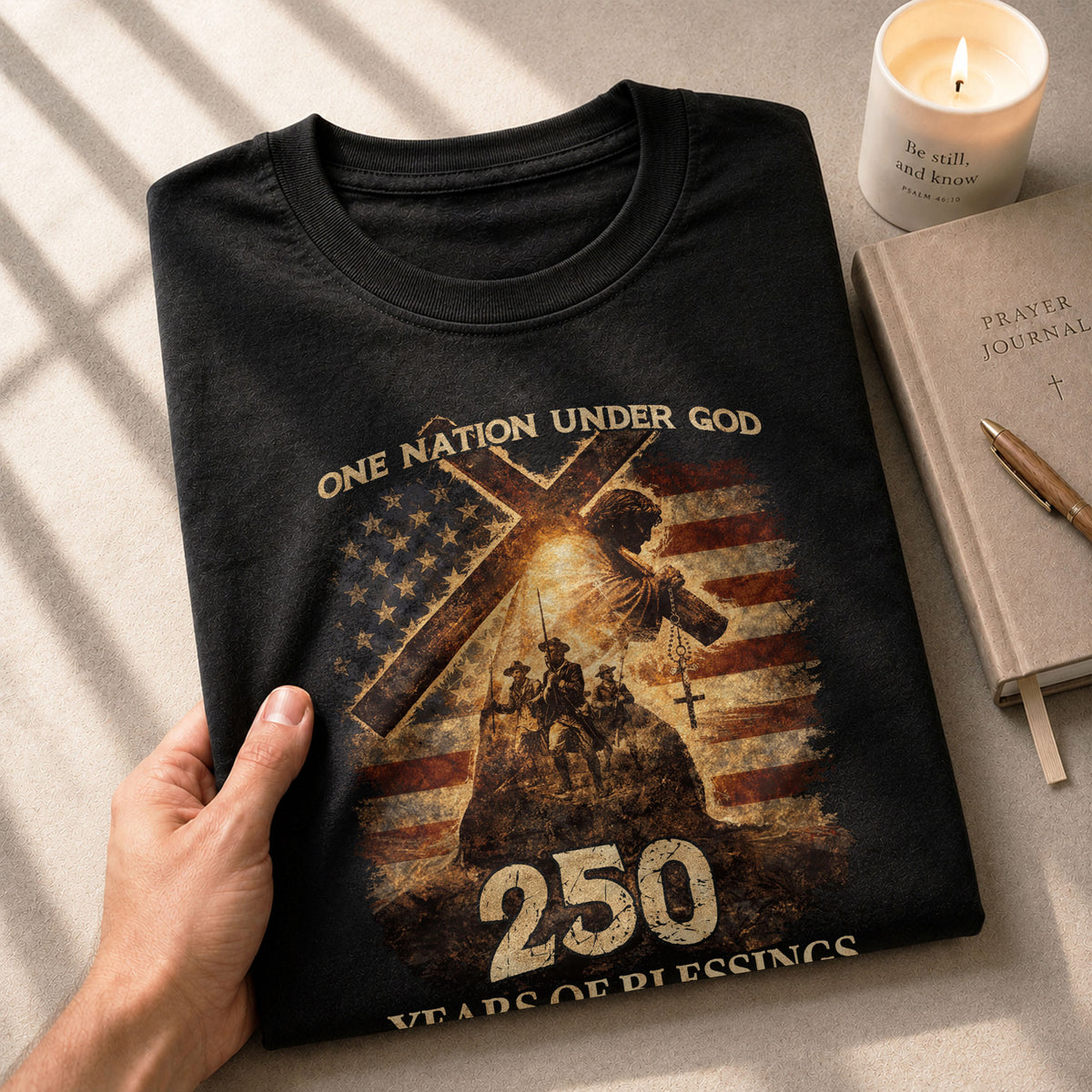 USA 250th Anniversary Shirt – 1776-2026 One Nation Under God 250 Years of Blessings Patriotic Christian Tee - Rust Field Wear