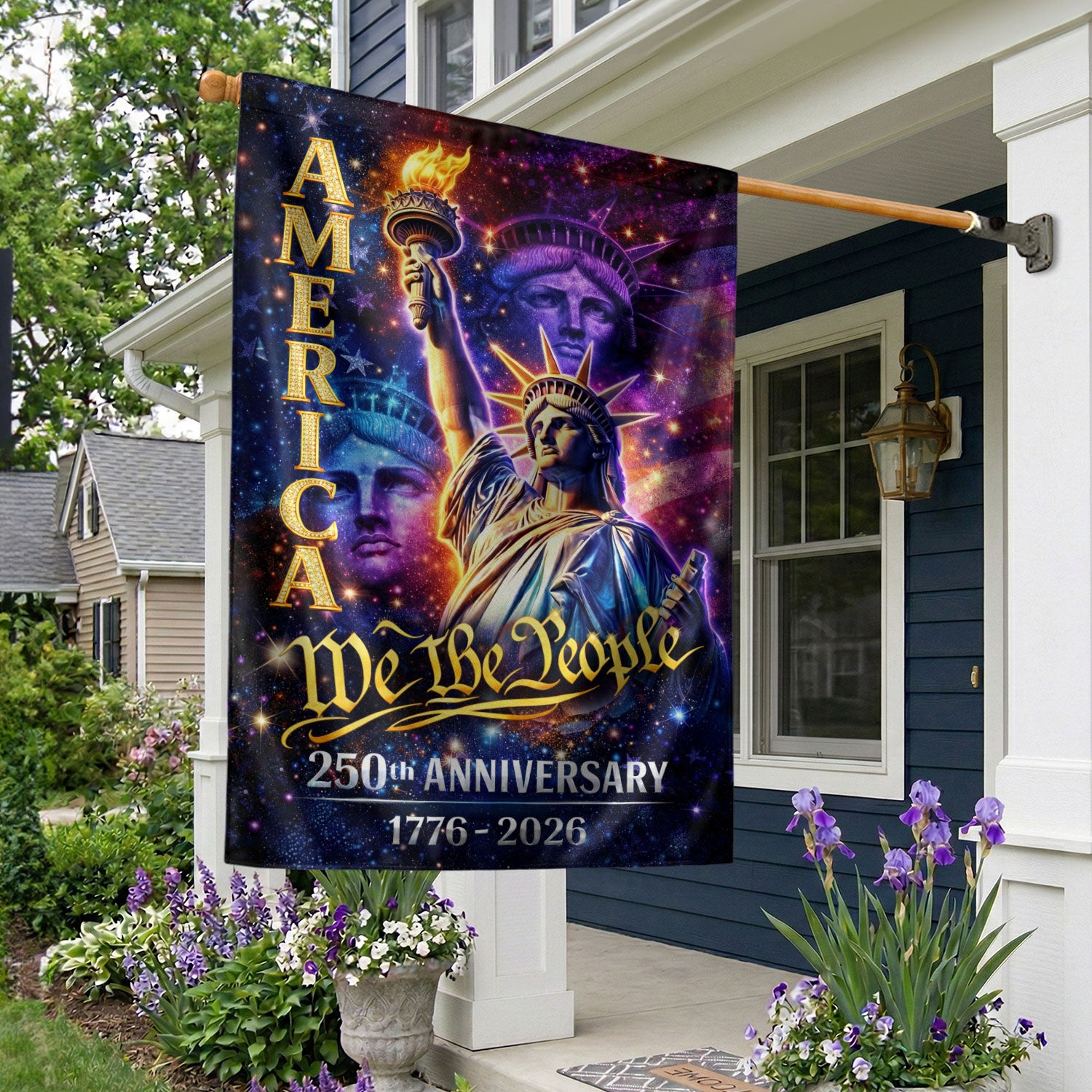 America 250th Anniversary House Flag - Statue of Liberty "We The People" 1776-2026, Double Sided 250 Years Outdoor Decor