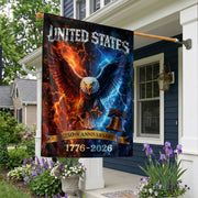 America 250th Anniversary House Flag - Statue of Liberty & Eagle 1776-2026, 250 Years Double Sided Outdoor Decor - Rust Field Wear