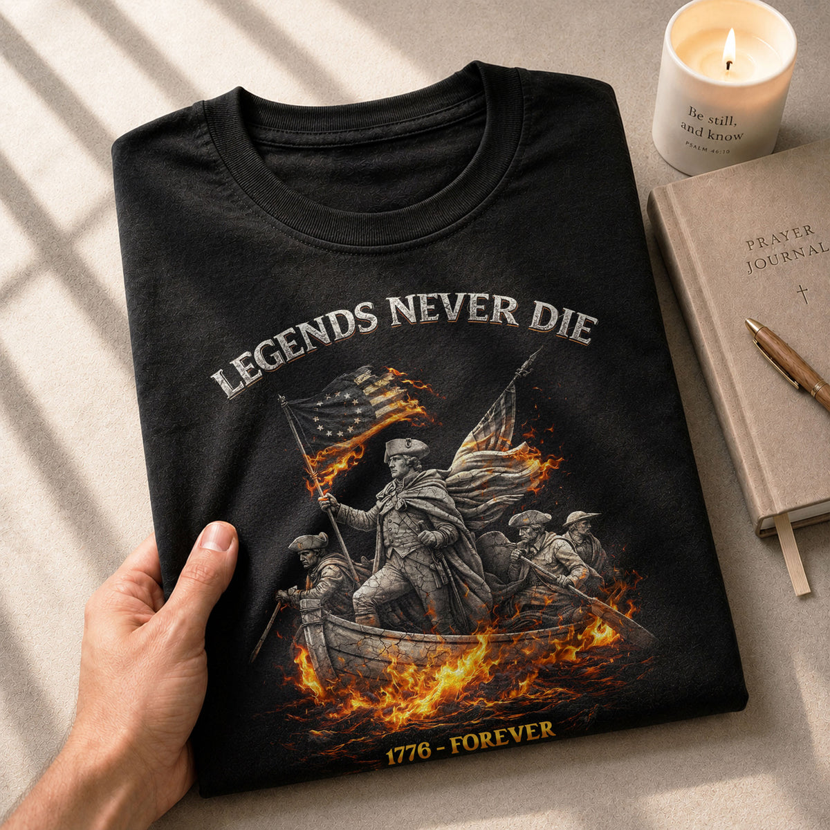 America 250th Anniversary T-Shirt 1776-2026 – Legends Never Die George Washington Retro Tee - Rust Field Wear